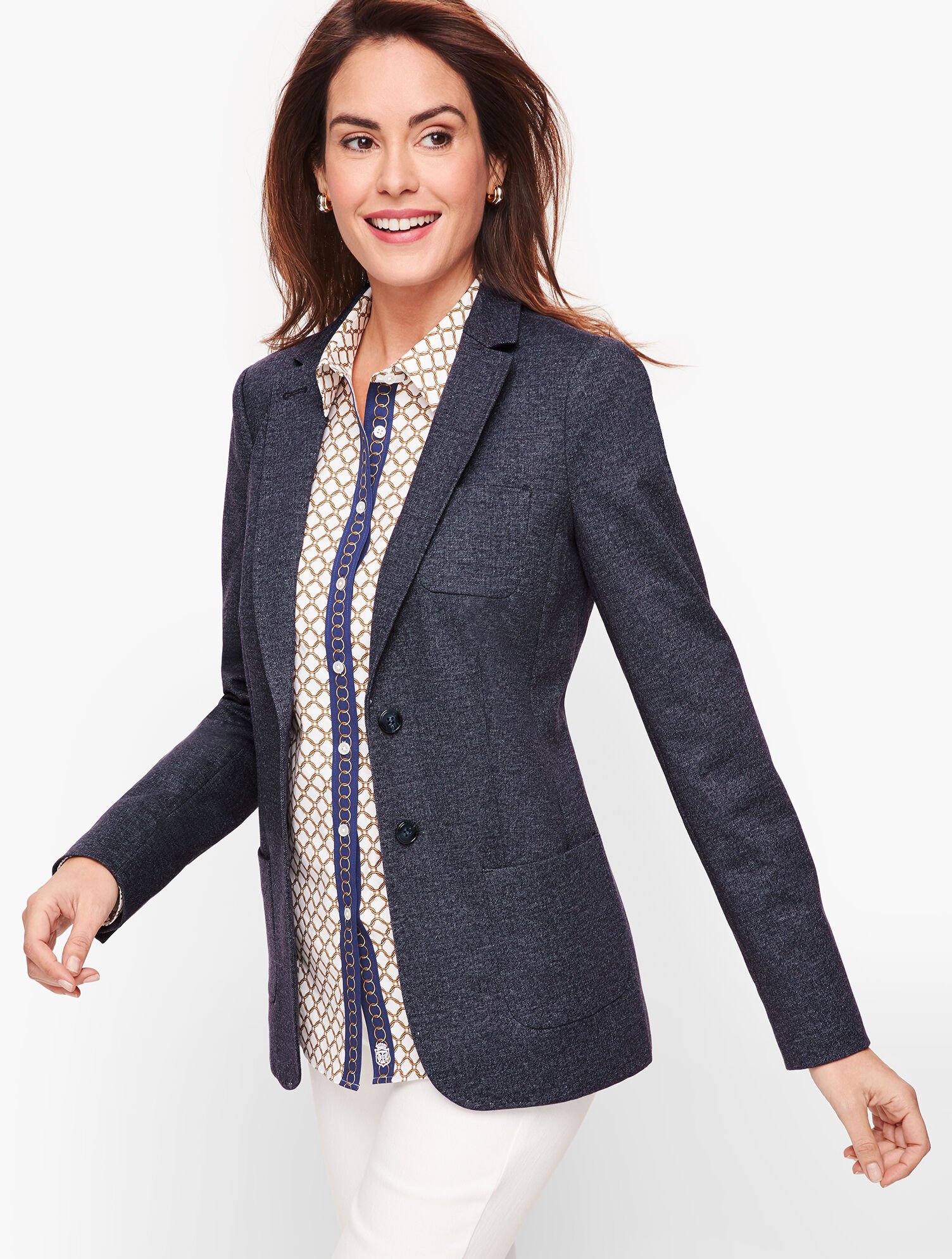 Aberdeen Knit Blazer Twill Piqué Talbots