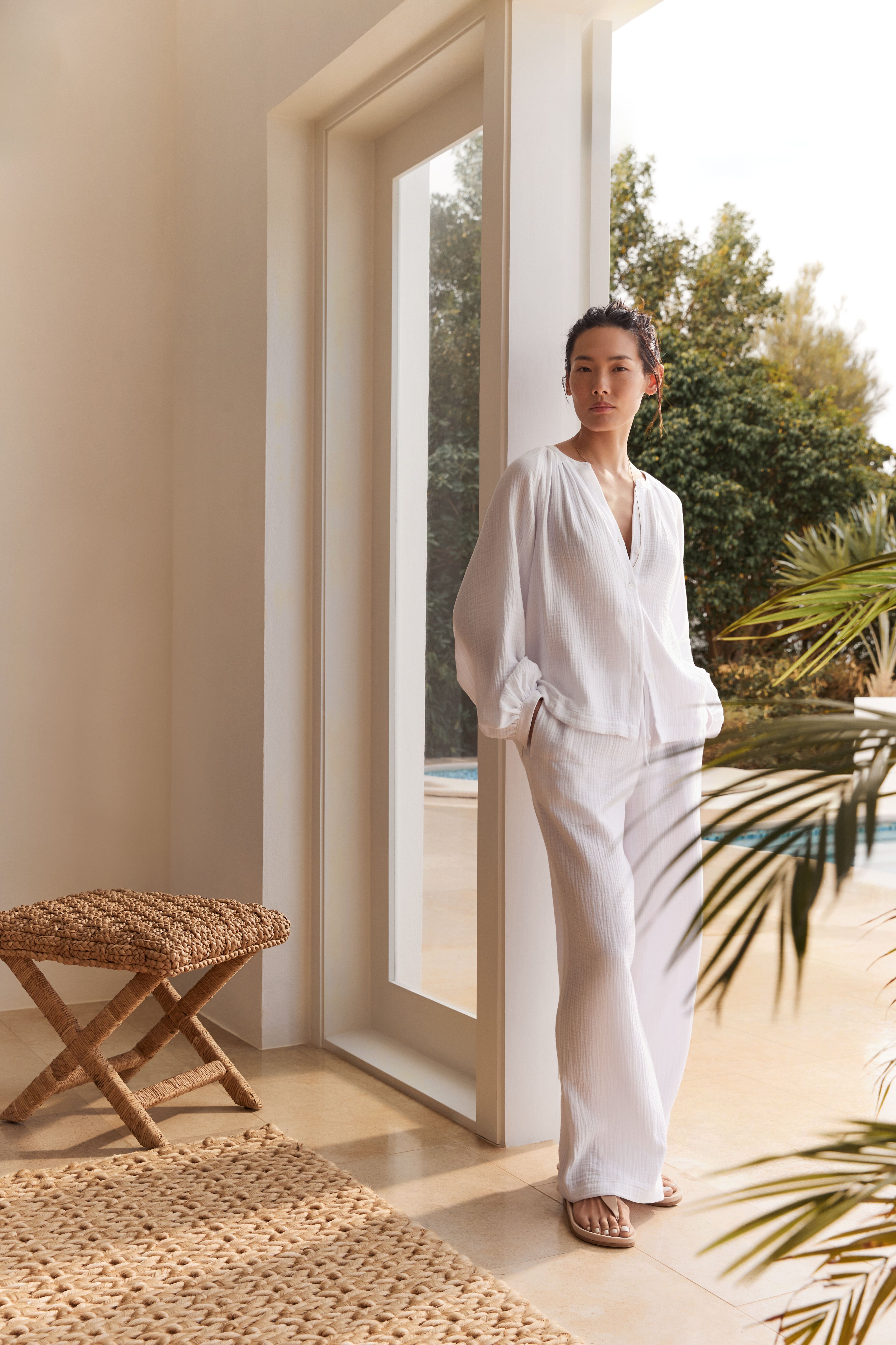 Organic Cotton Gauze Straight Leg Pants