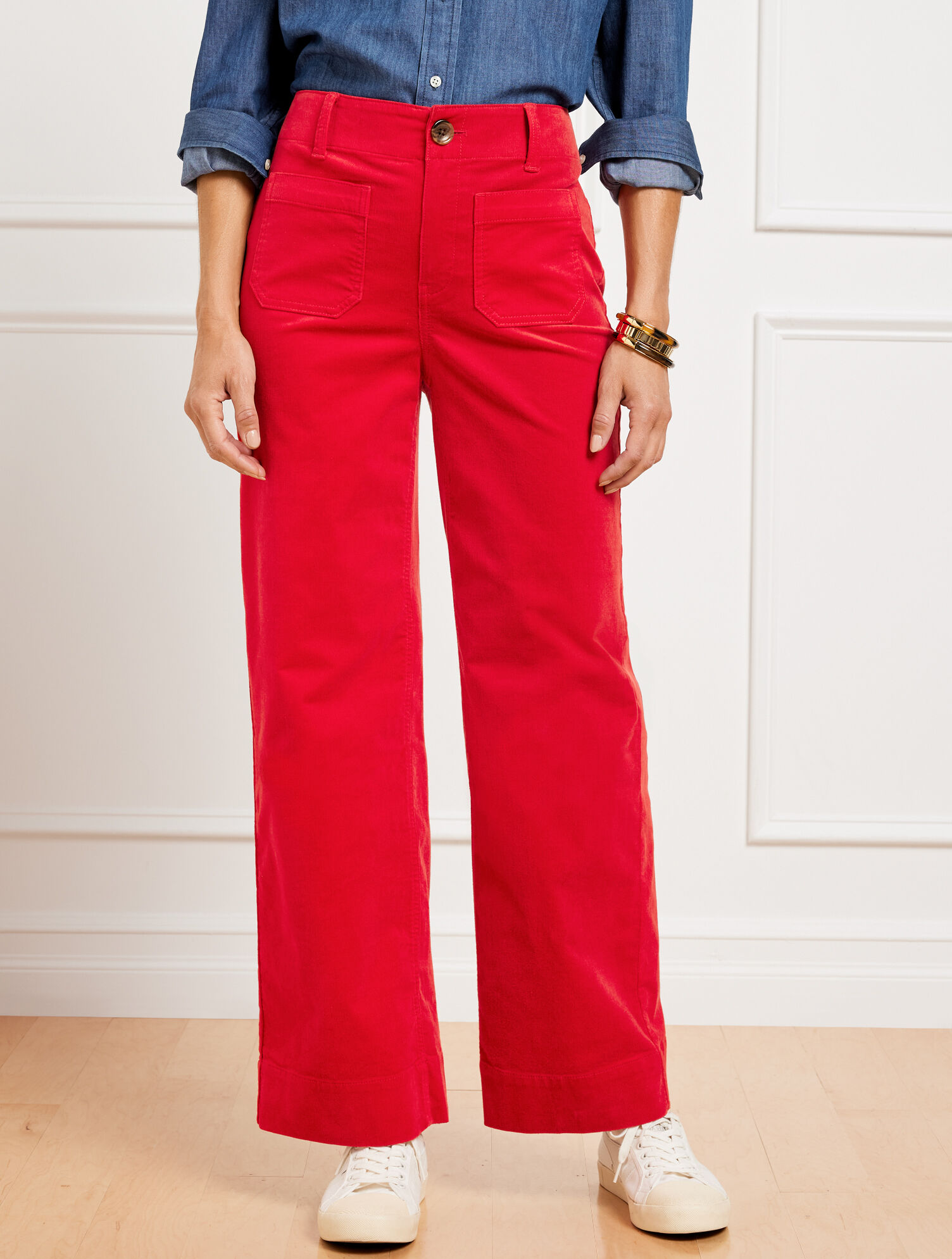 Belted Corduroy Wide-Leg Pants
