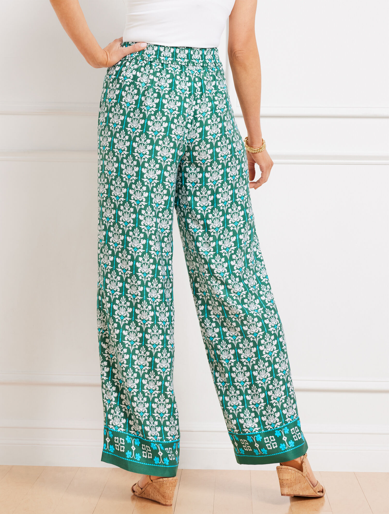 Damask Bouquet Wide Leg Pants