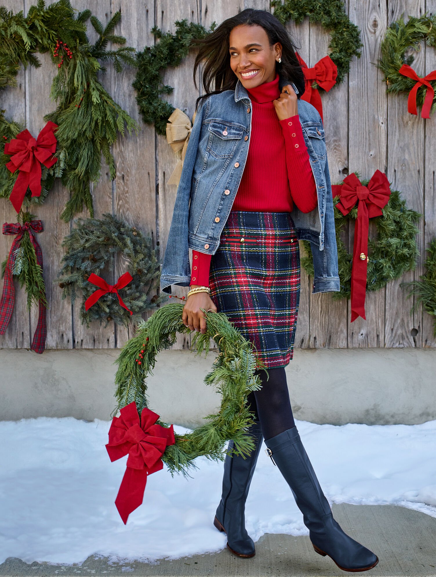 Tights Sweater And Skater Skirt Skater Skirt Outfit Ideas Red