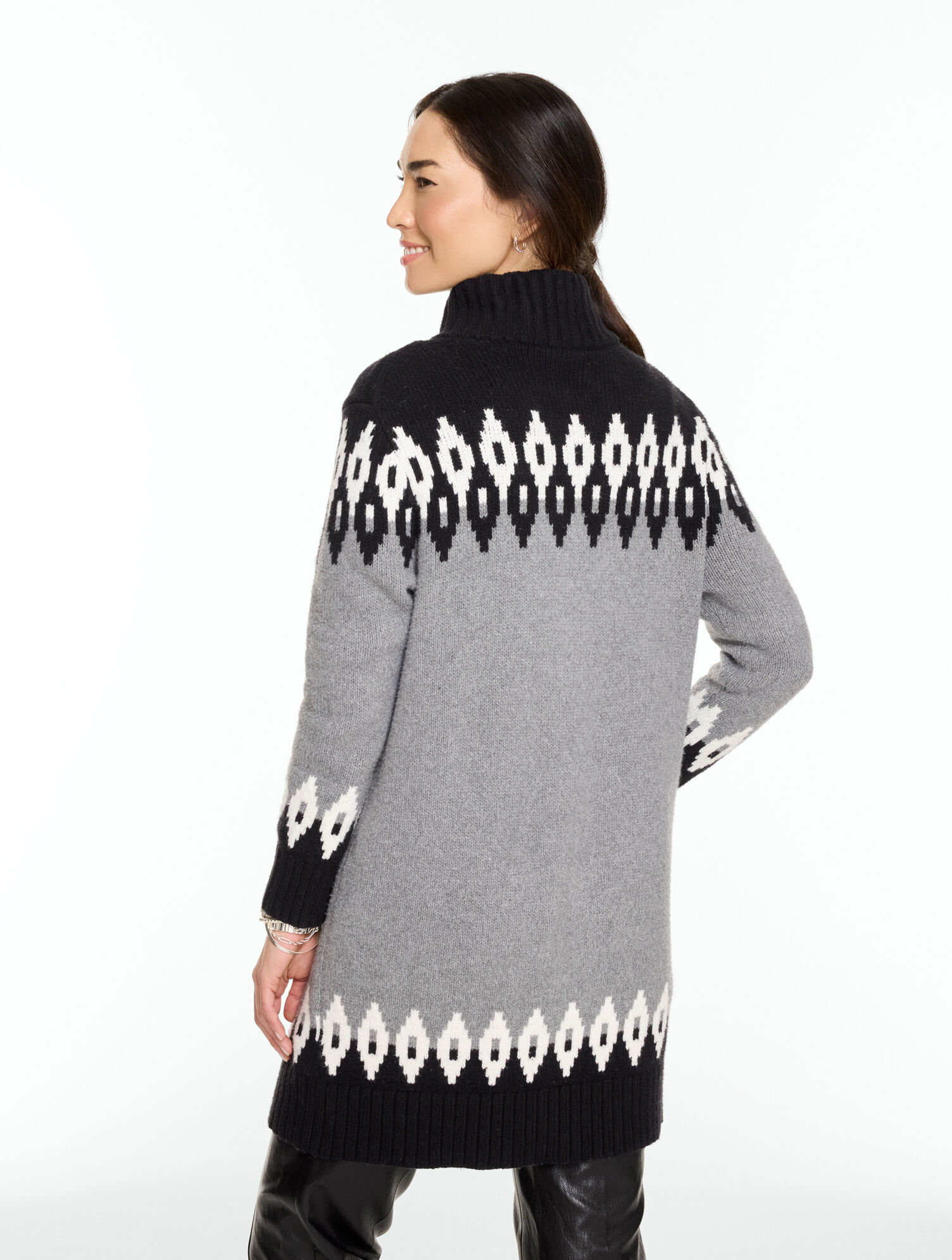 Fair Isle Mockneck Cardigan