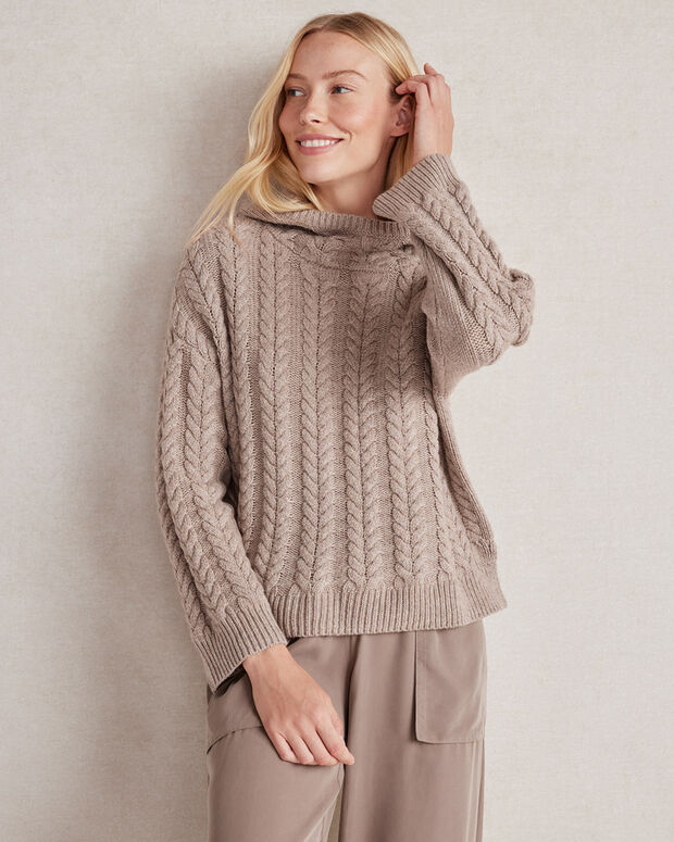 Merino Cashmere Cable Knit Hoodie