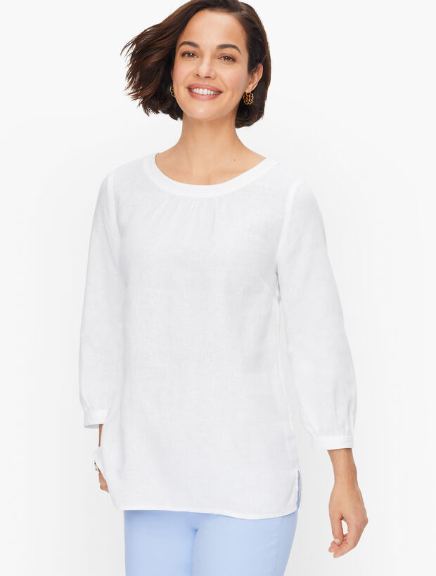 Linen Button-Back Blouse -White