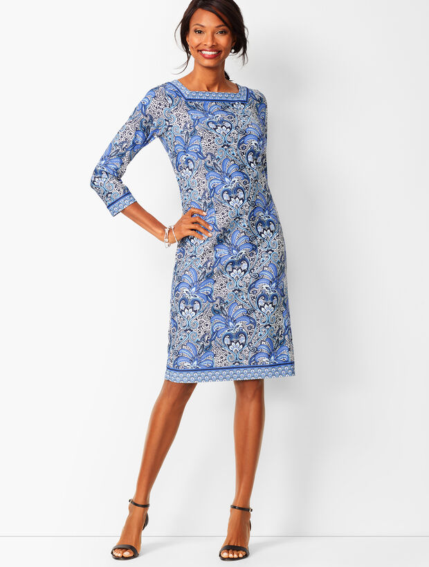 Paisley Knit Jersey Shift Dress
