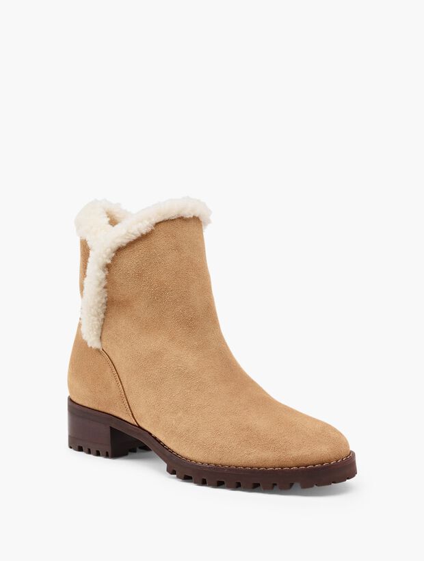 Tish Faux Shearling Trim Ankle Boots