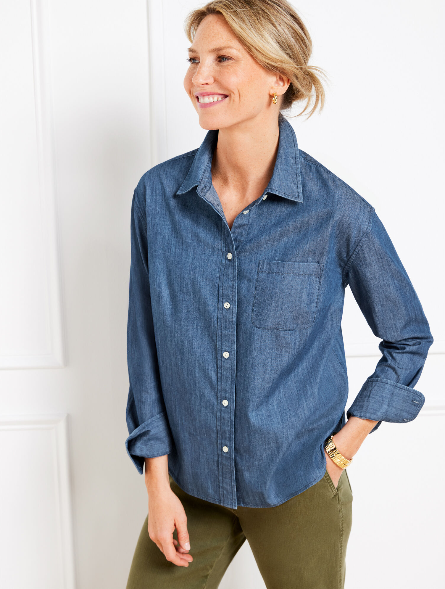 Dress Jcpenney Denim Shirt Denim Short Shirt Medium Wash Talbots