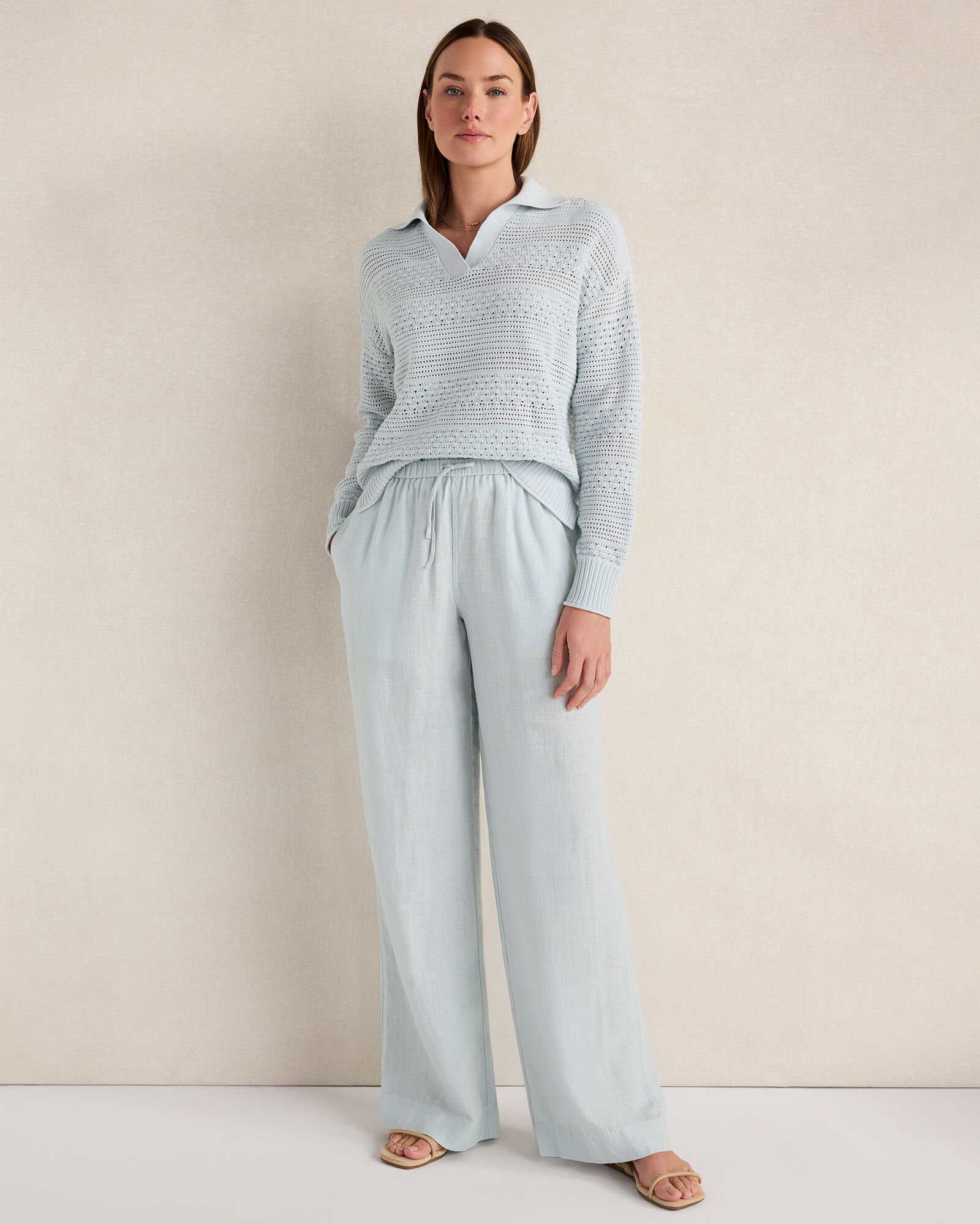 Linen Wide Leg Drawstring Pants
