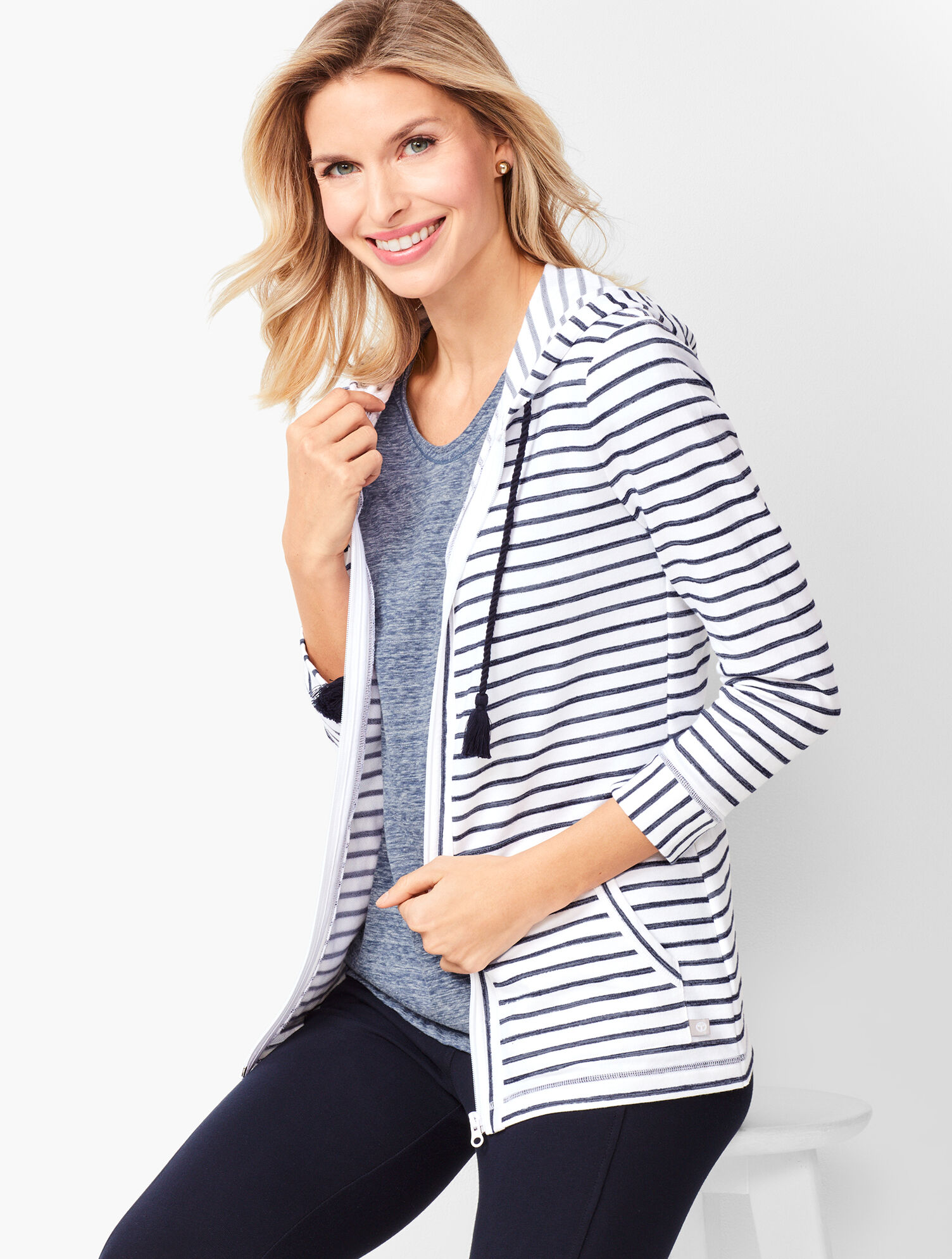 Three-Quarter Sleeve Stripe Jacket | Talbots