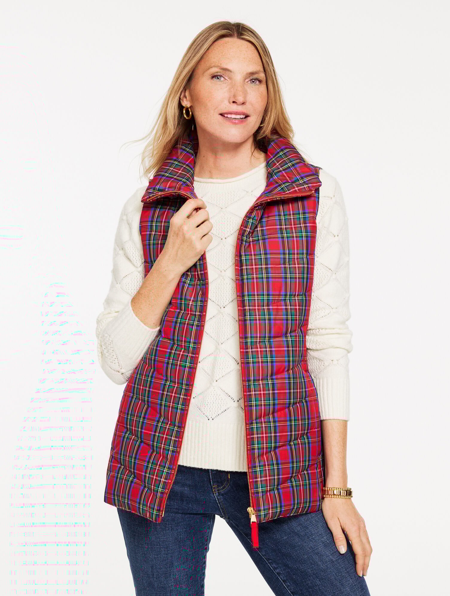 Down Puffer Vest - Blissful Plaid