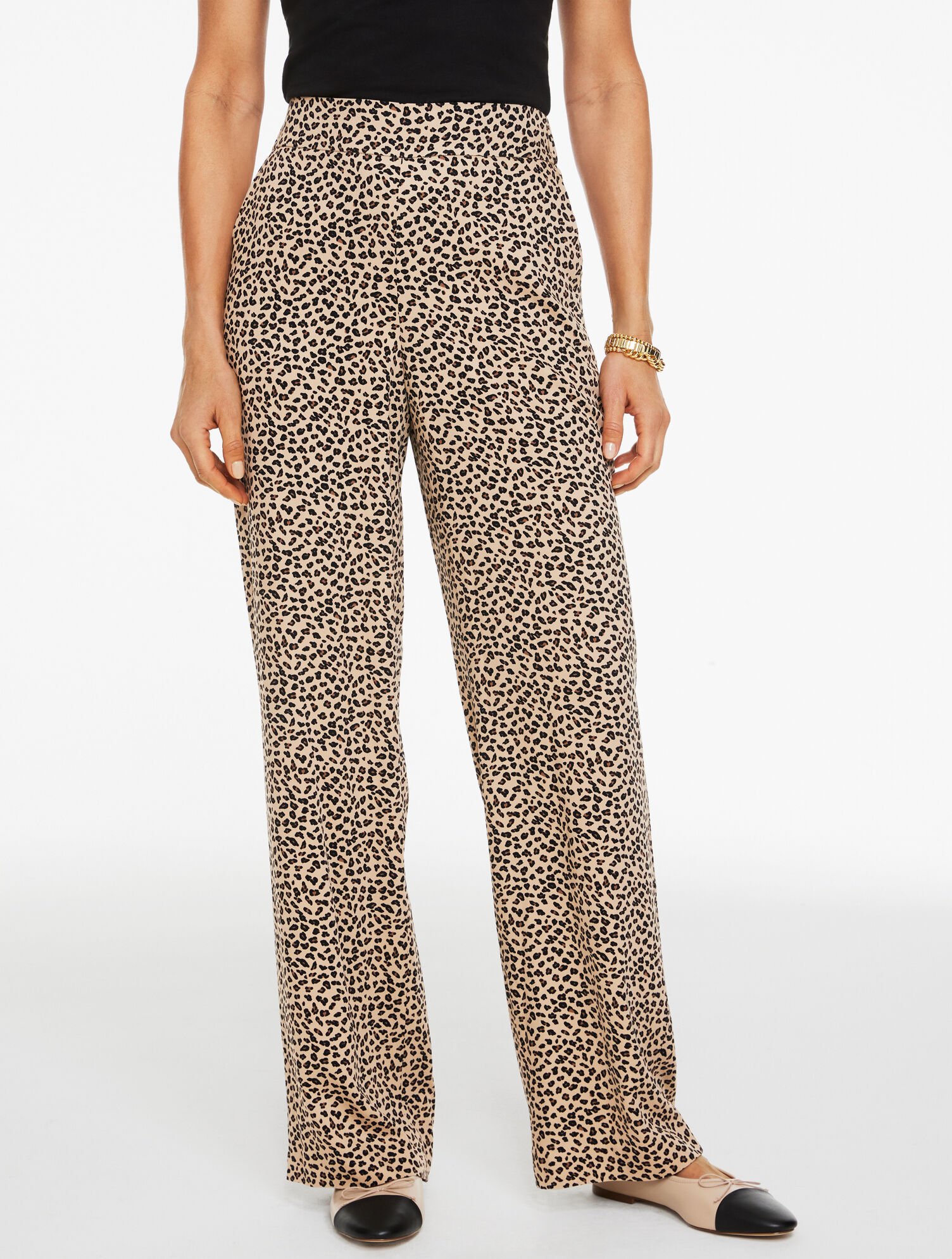 Wide Leg Pull-On Pants - Tricolor Cheetah