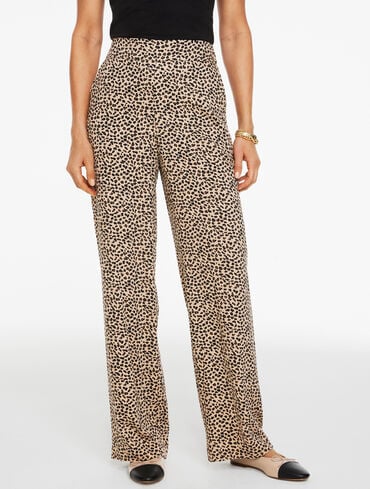 Wide Leg Pull-On Pants - Tricolor Cheetah