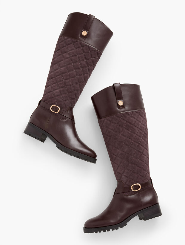 Tish Quilted Leather Riding Boots
