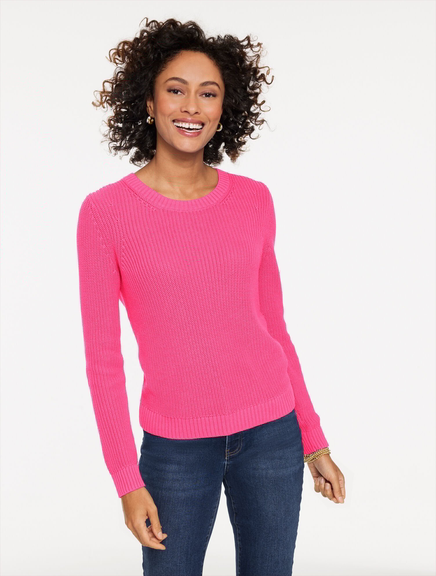 Shaker Stitch Crewneck Sweater