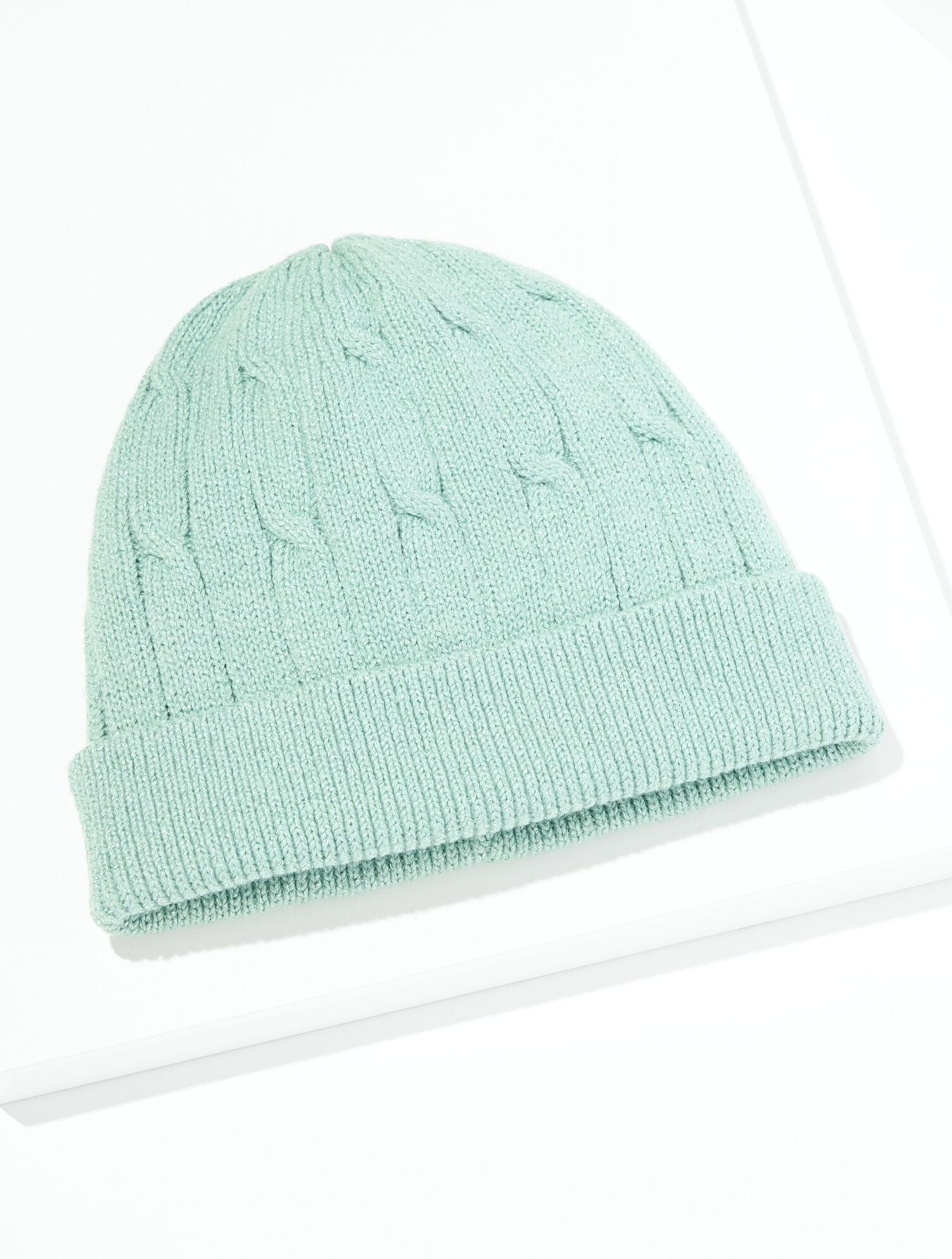 Metallic Soft Cable Knit Beanie