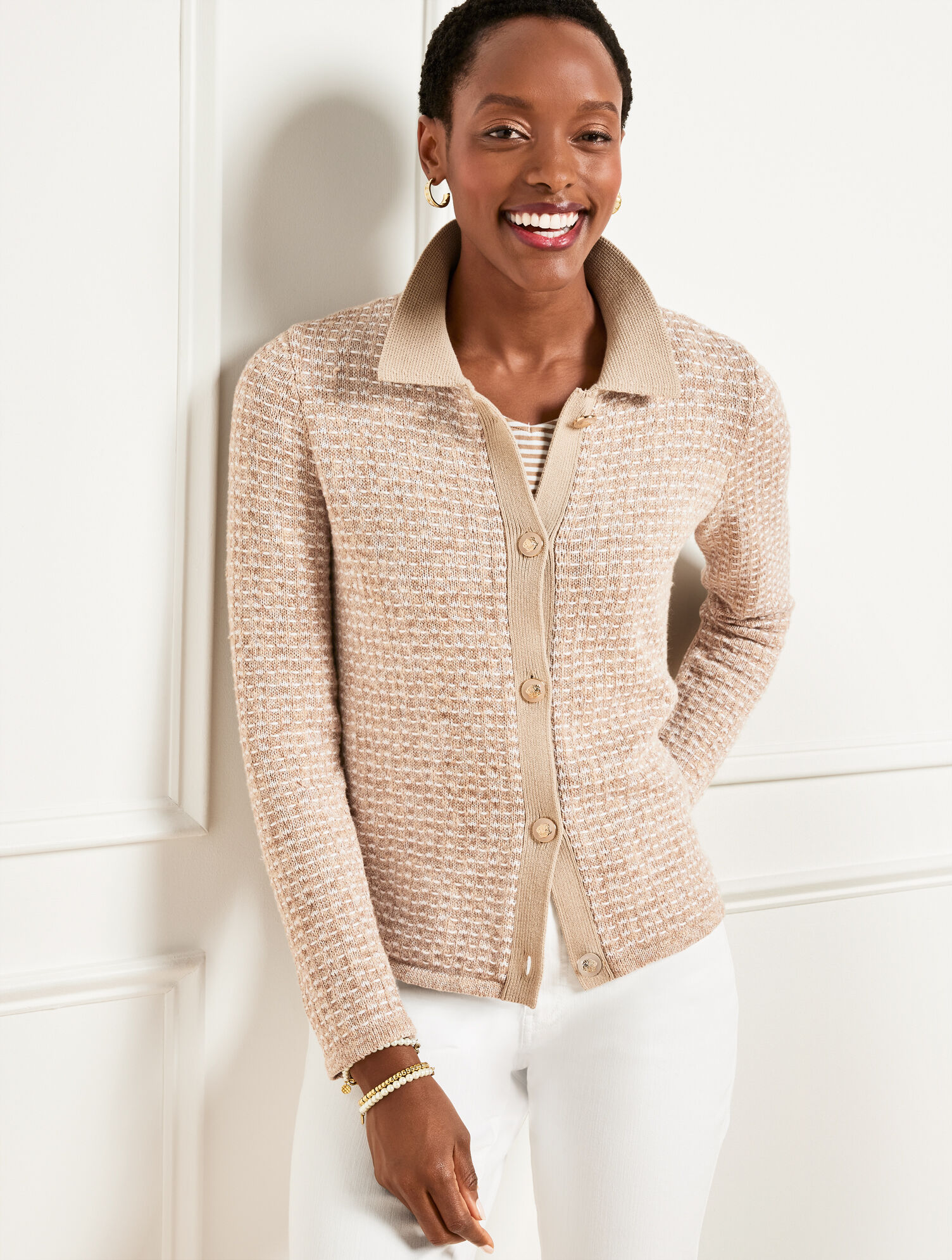 Polo Cardigan - Dash Stripe | Talbots