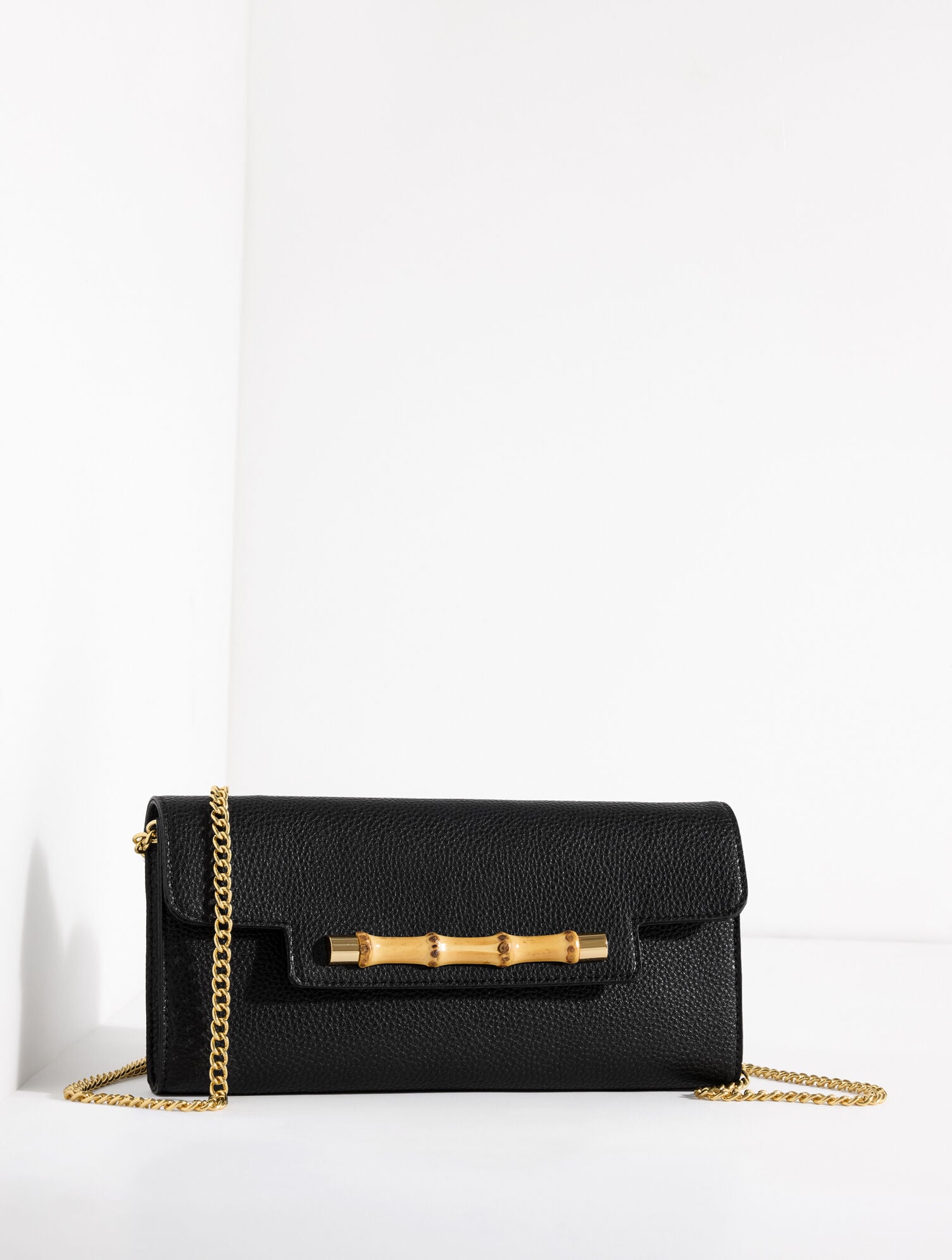 Pebble Leather Bamboo Clutch
