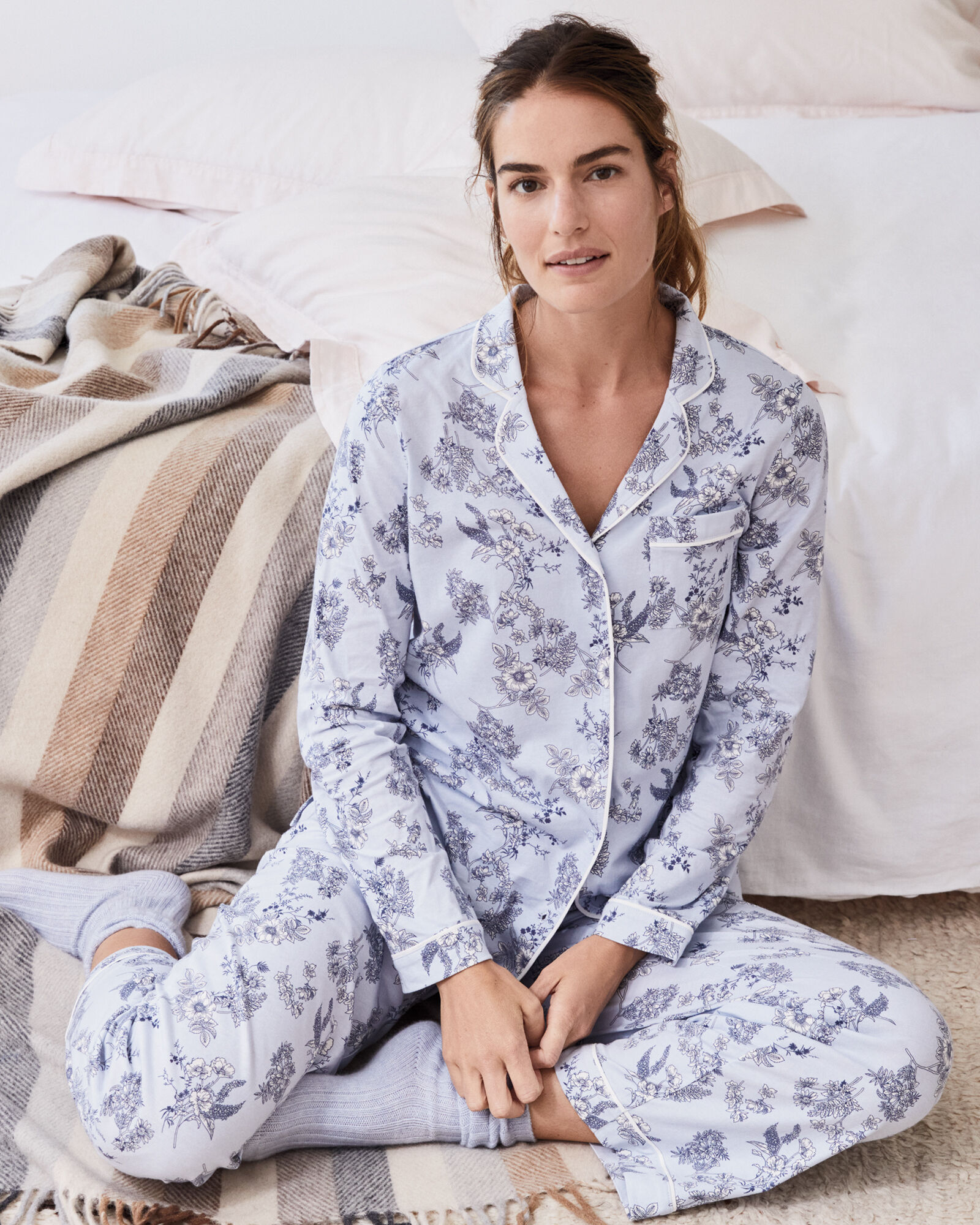 Pattern Vegan Pyjamas Organic Cotton Jersey Sketched Floral Pajama Pants | Haven Well Within
