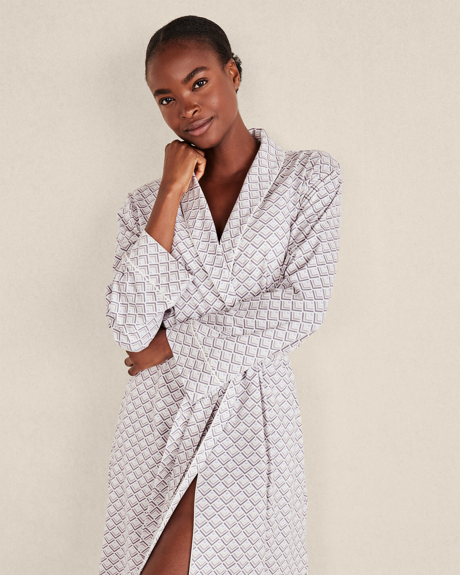 Organic Cotton Jersey Chevron Print Robe