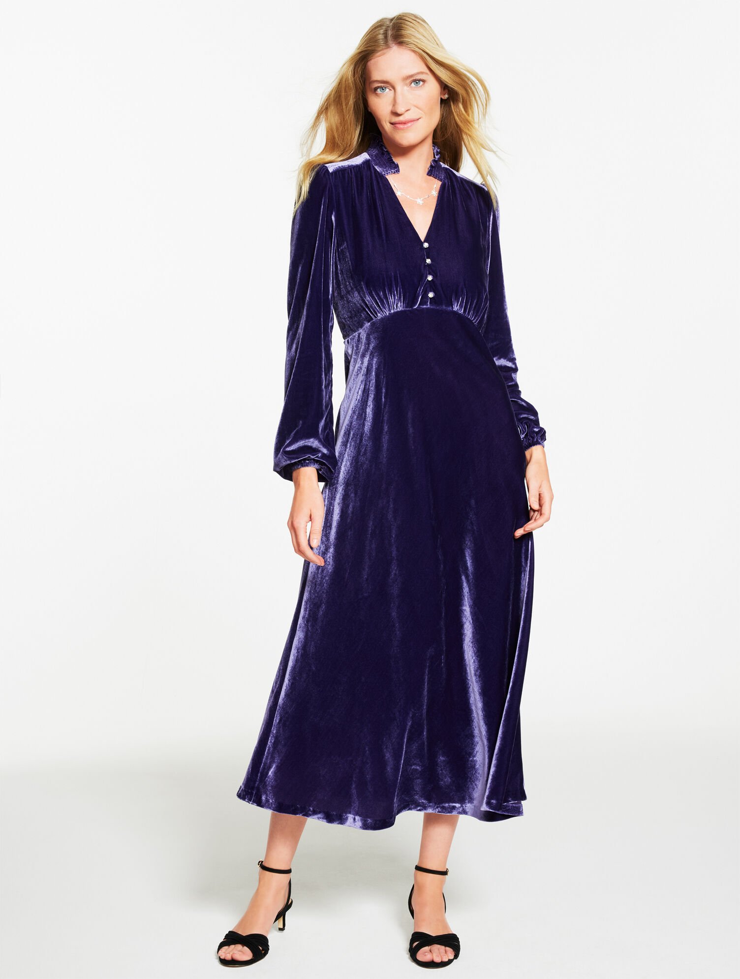 Velvet Fit &amp; Flare Midi Dress