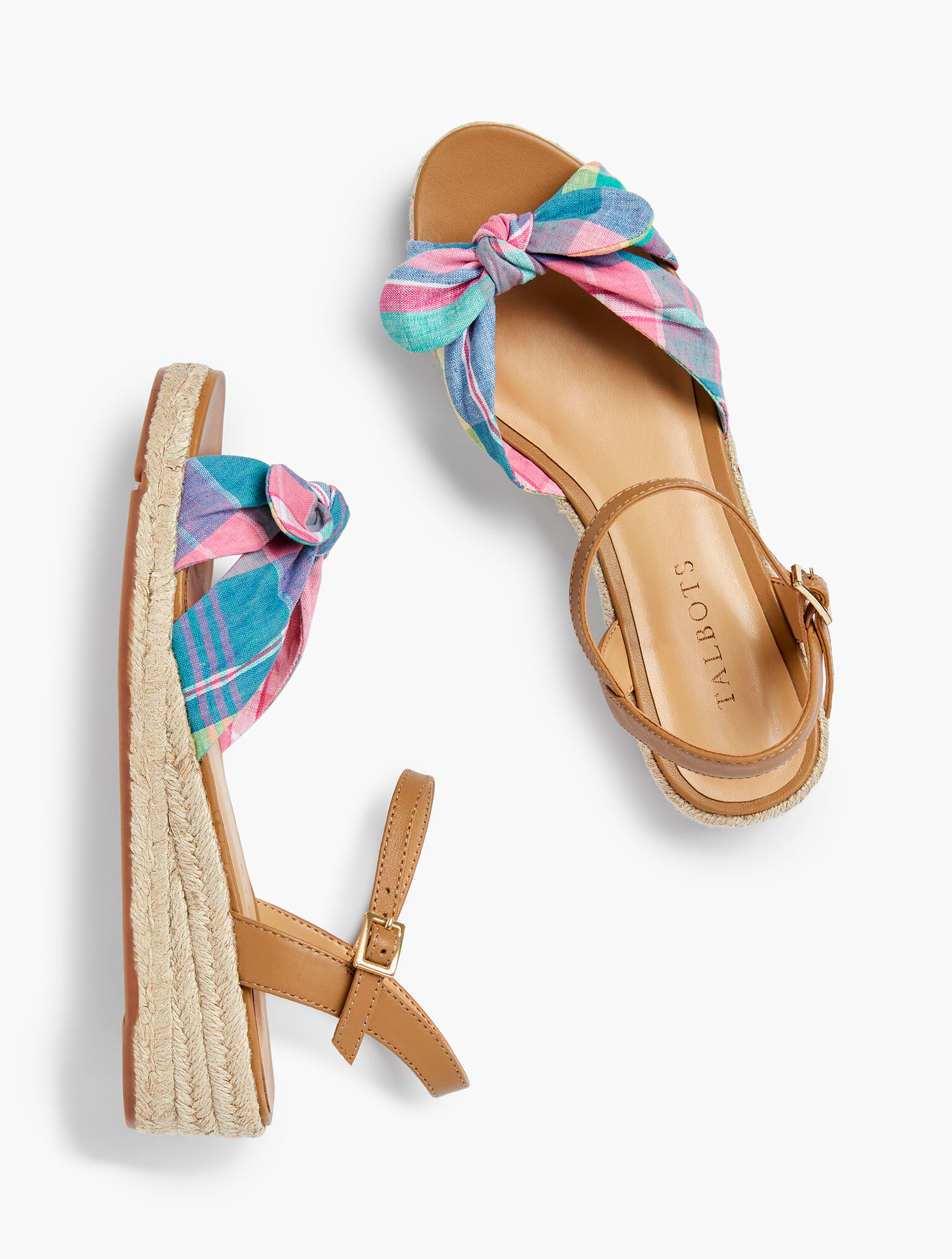 Pamela Knotted Espadrille Wedges - Madras Plaid | Talbots