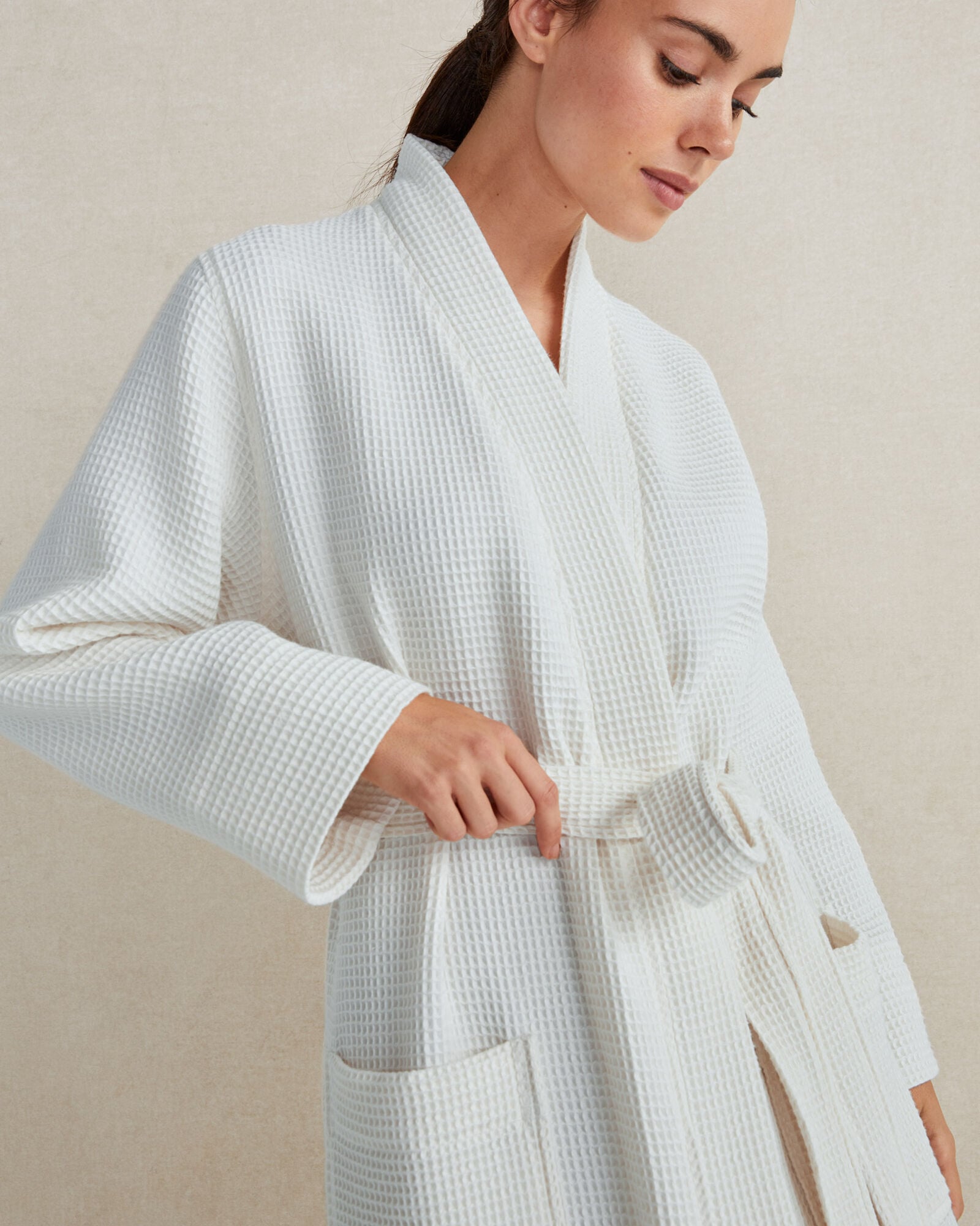 white christmas dresses Soft & Elegant Waffle Bathrobe | White main image 0