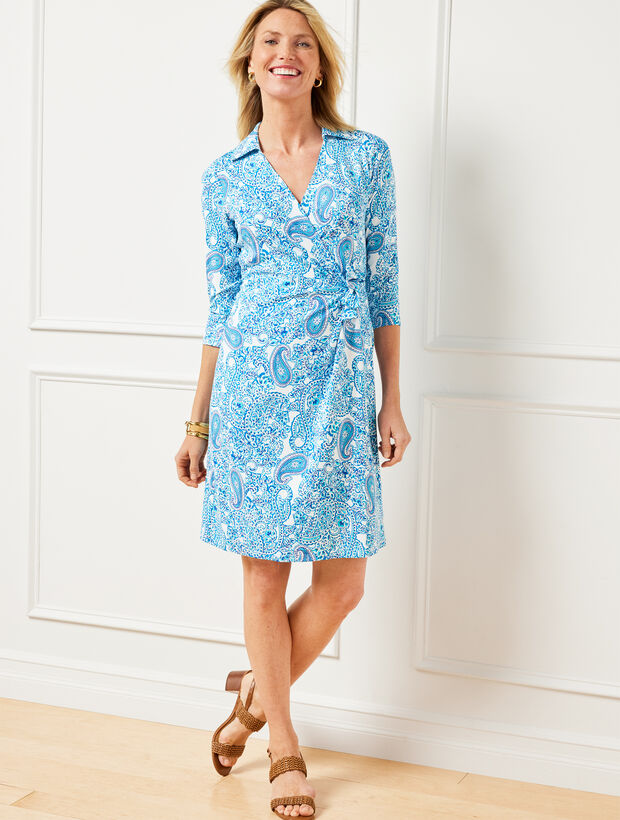 Talbots Effortless Jersey Faux Wrap Dress - Playful Paisley