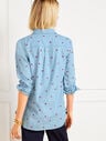Denim Button Front Shirt - Embroidered Hearts