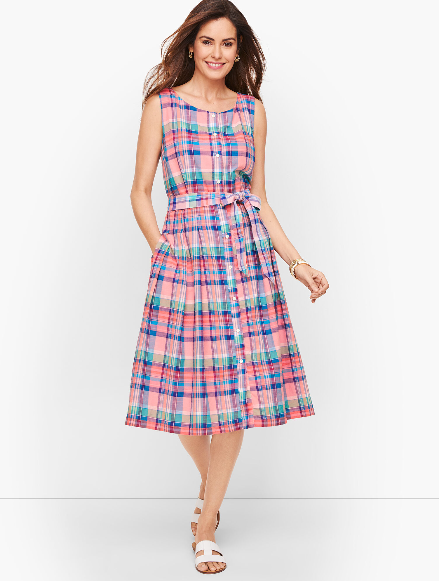 Madras Button Front  Shirtdress