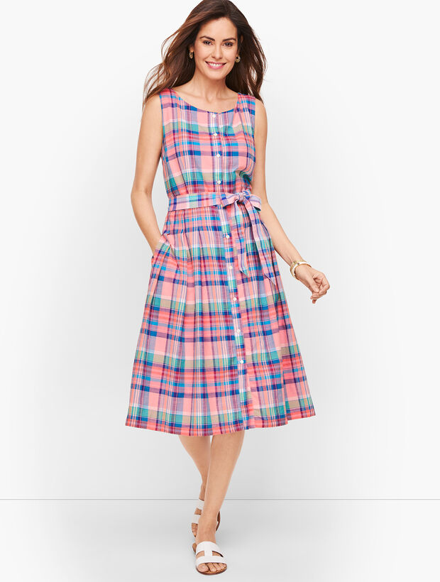 Madras Button Front  Shirtdress