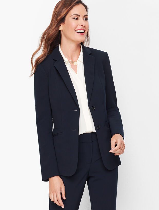 Stretch Crepe Two-Button Blazer