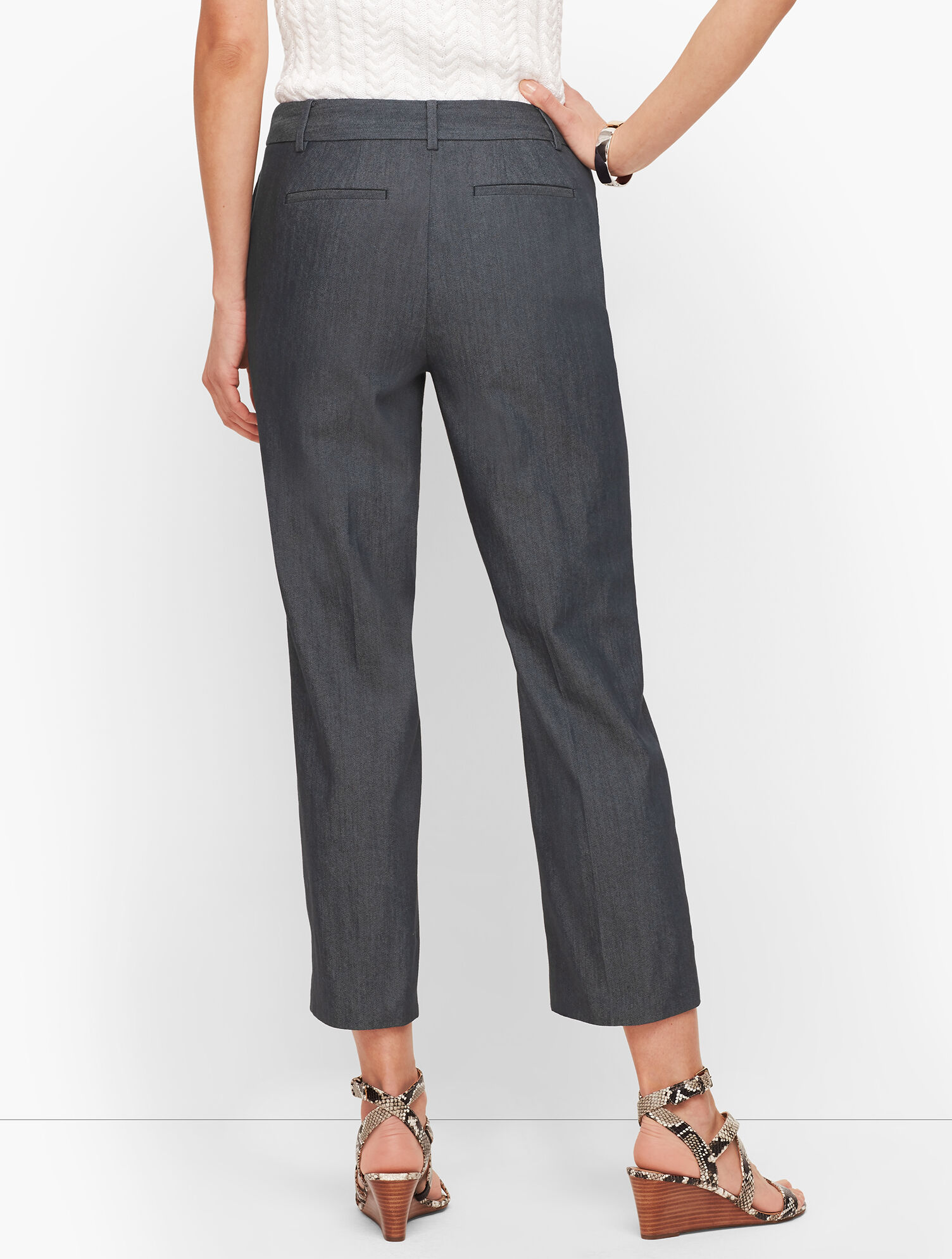 Straight Leg Crop Pants - Polished Denim