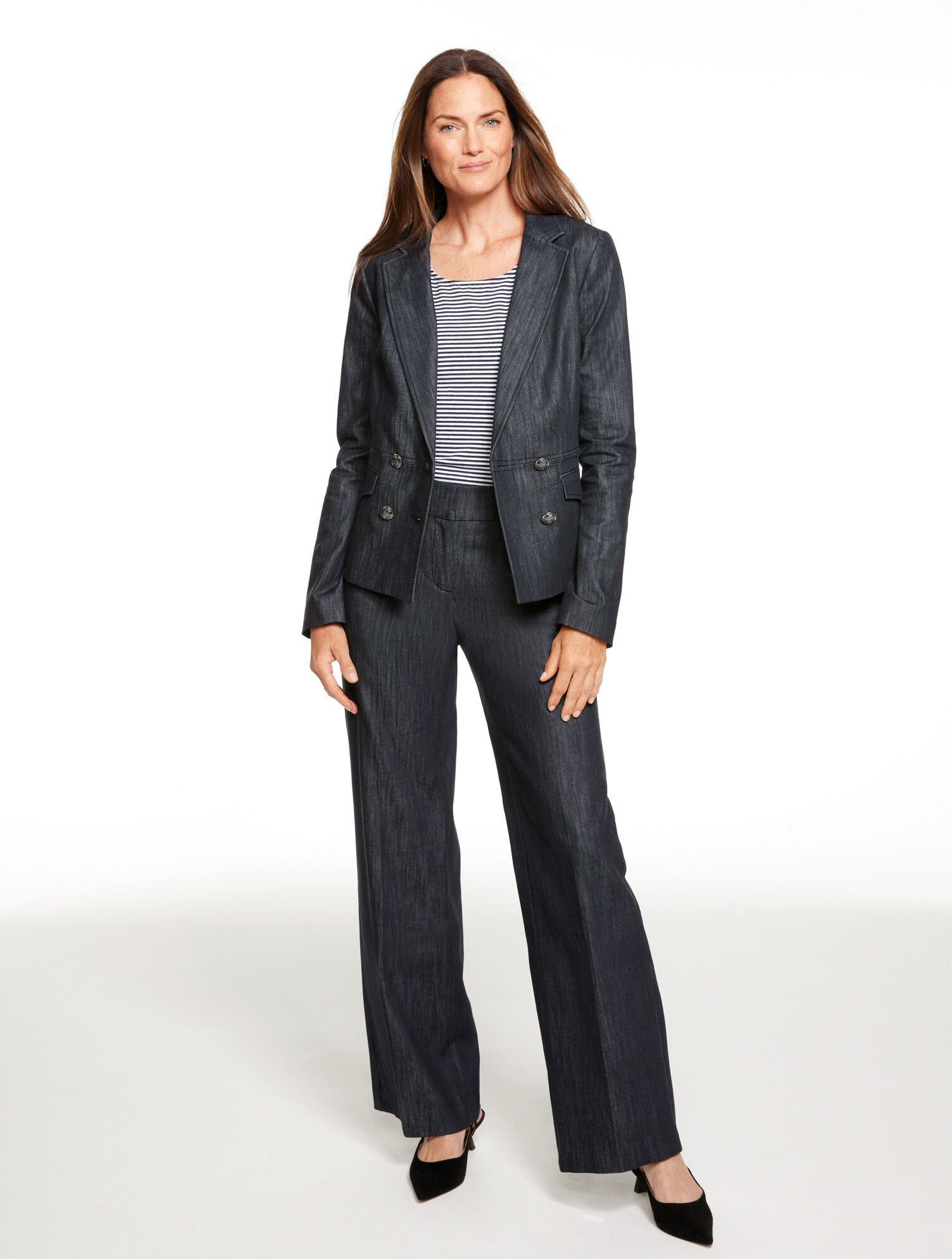 Refined Denim Double Breasted Blazer