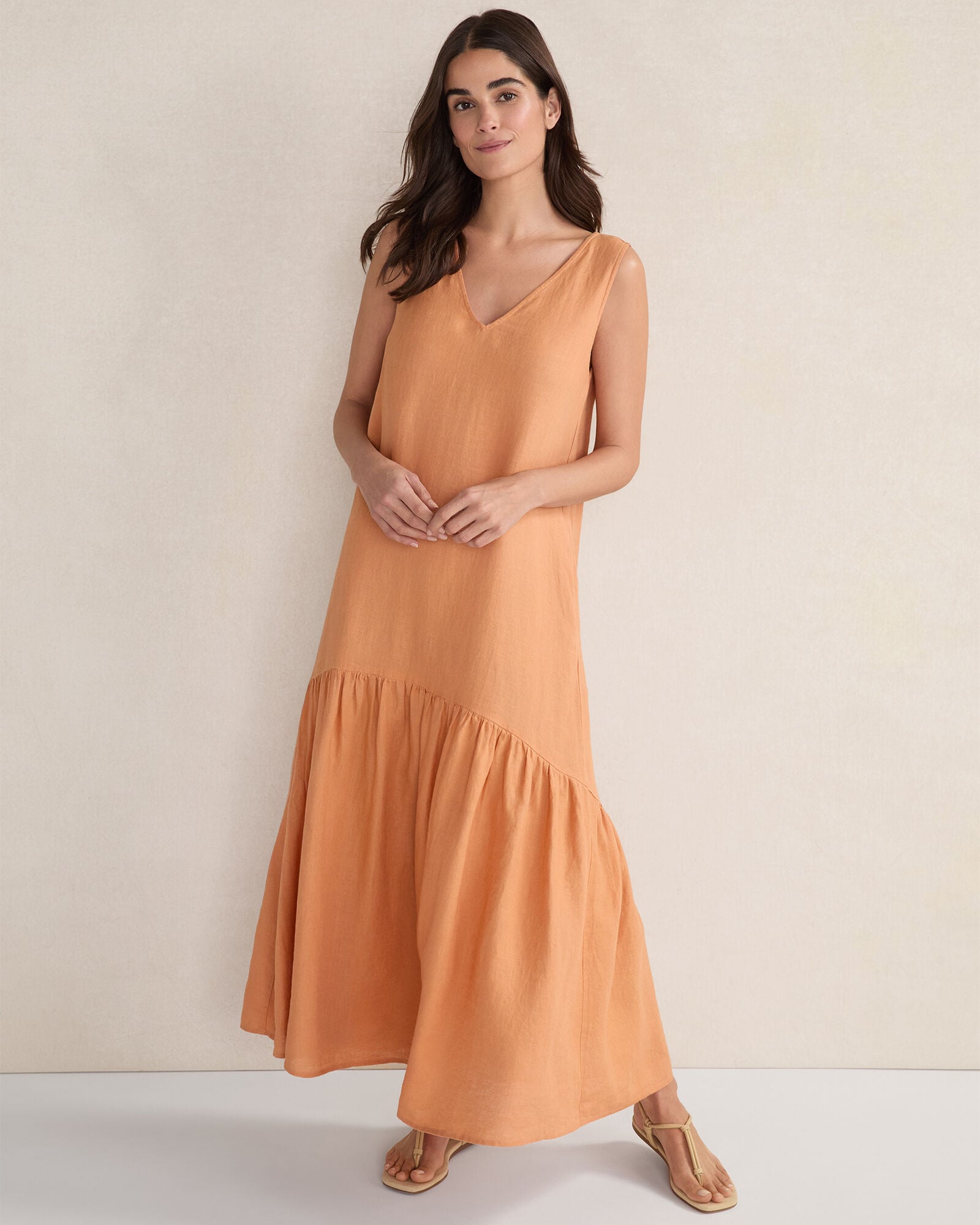 knee length dresses for ladies V NECK TIERED MIDI DRESS