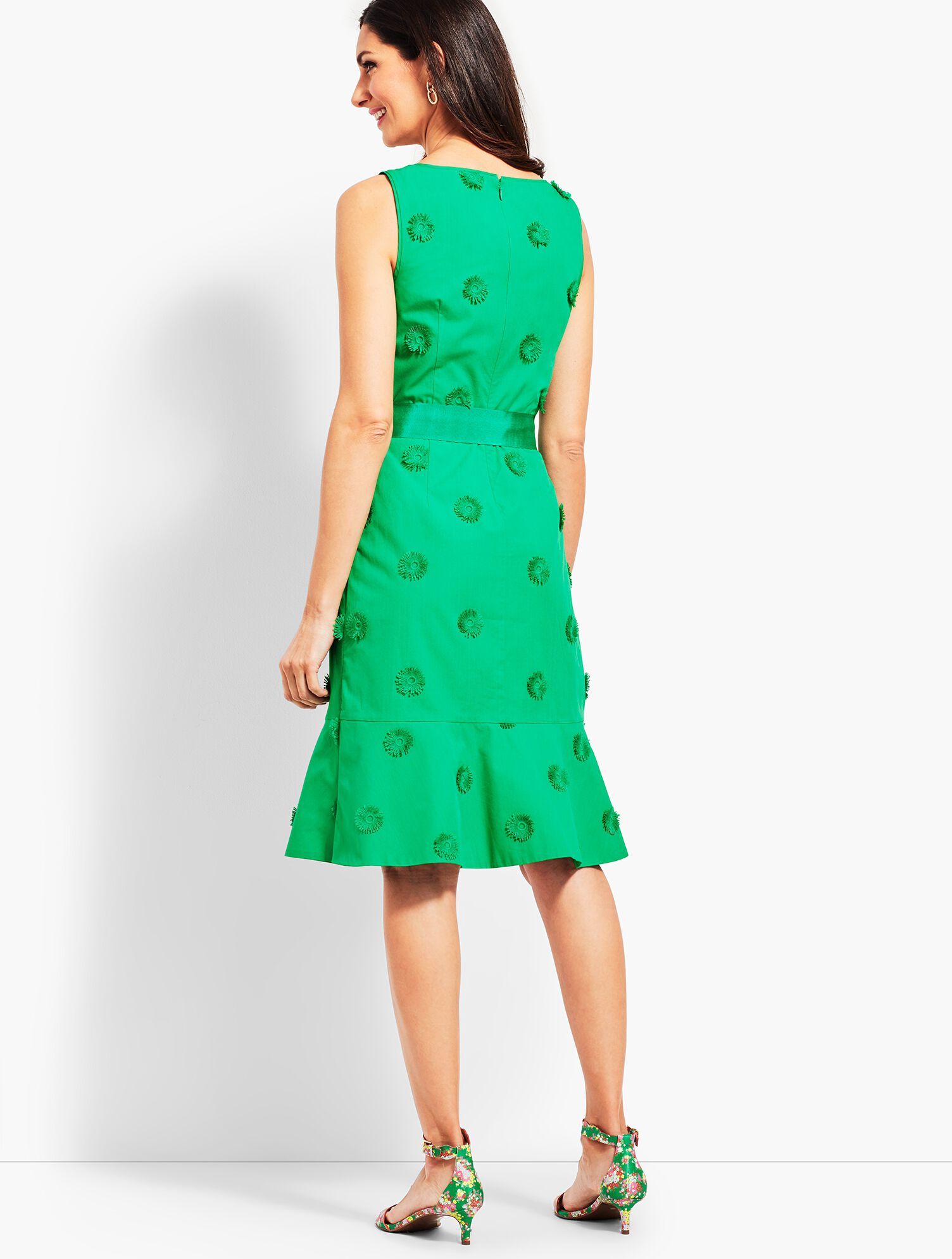 Flower Applique Fit-and-Flare Dress | Talbots Flower Applique Fit-and-Flare Dress | Talbots
