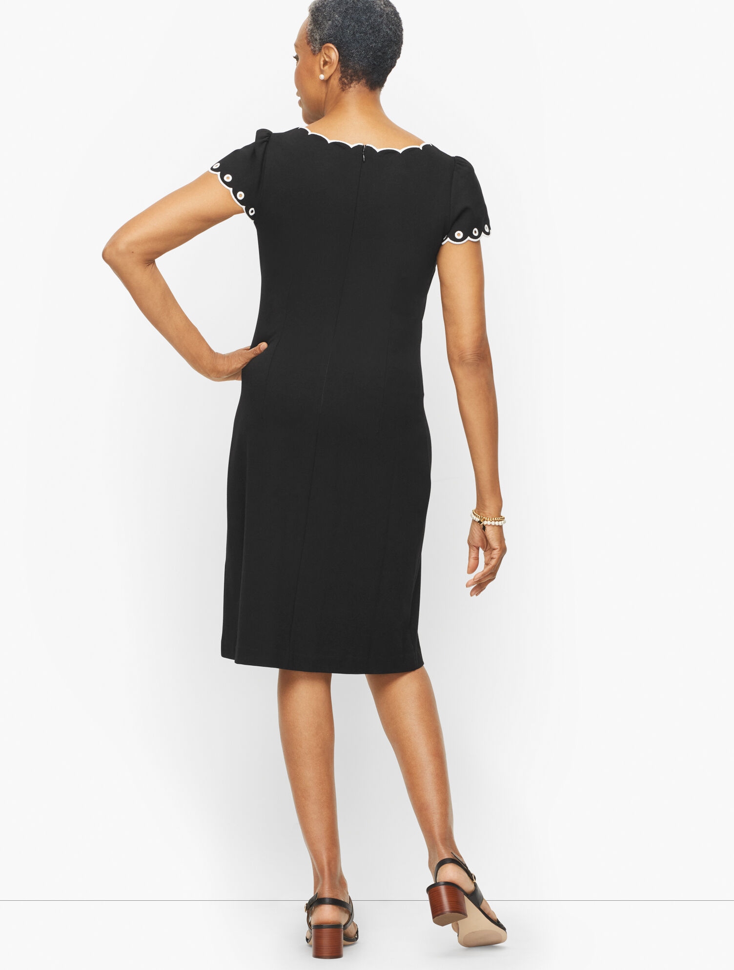 Embroidered Ponte Knit A-Line Dress