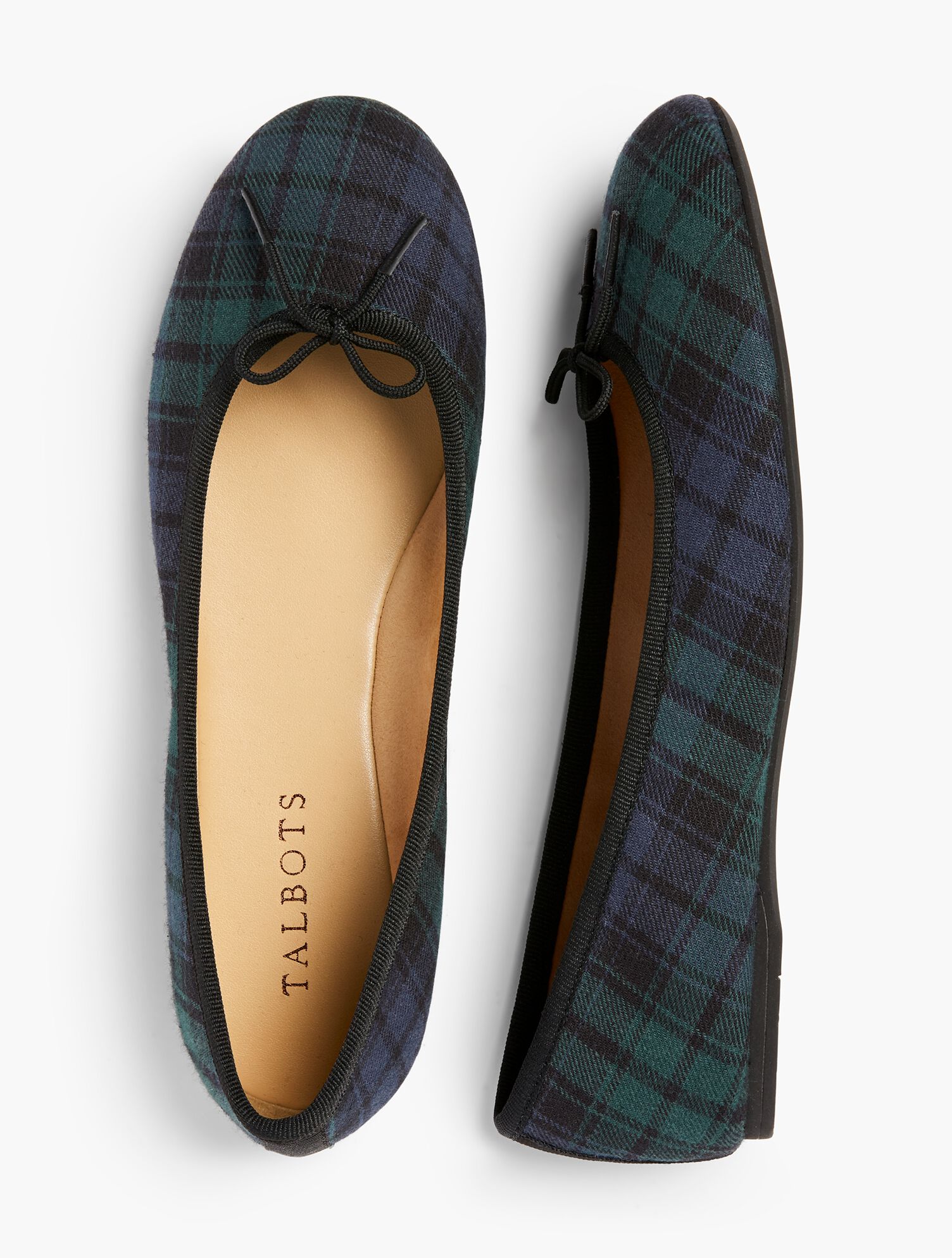 Penelope Quilted Ballet Flats - Black Watch Plaid