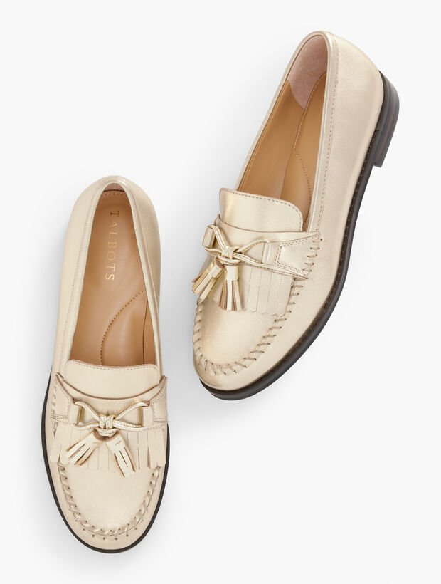 Laura Tassel Leather Loafers - Metallic