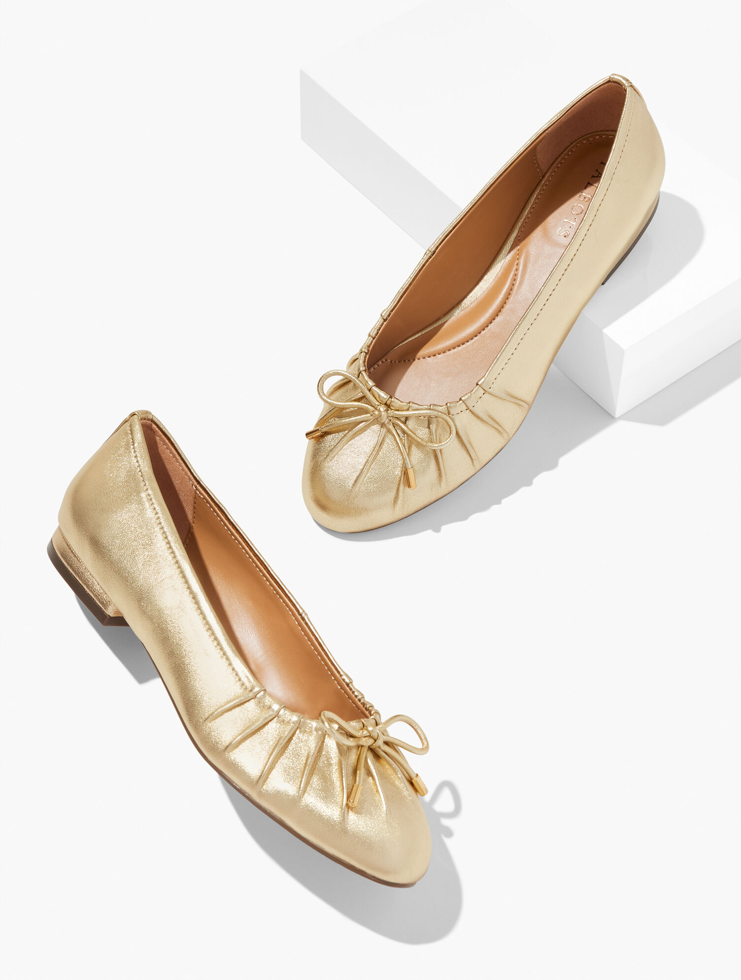 Madison Pleated Metallic Nappa Ballet Flats | Talbots