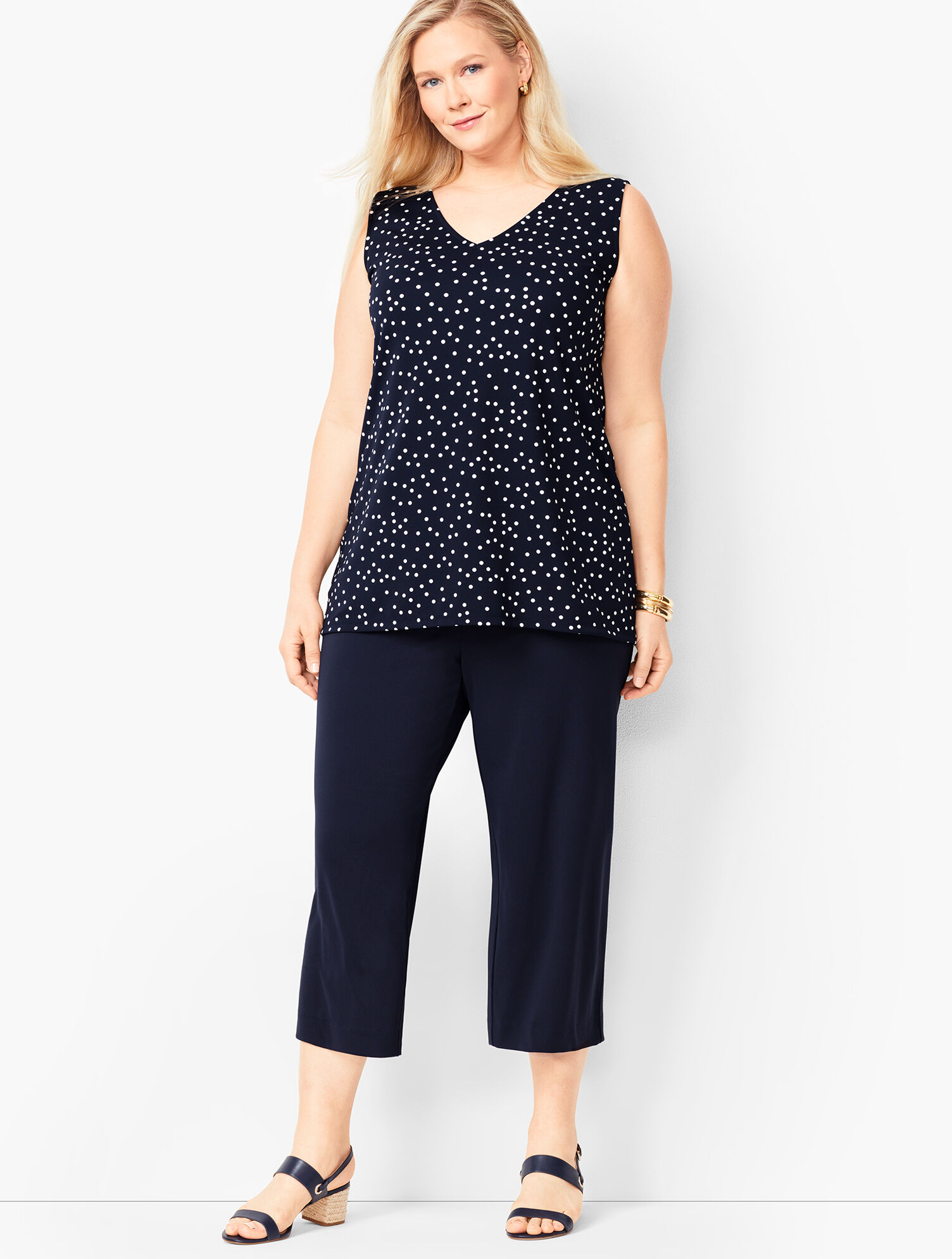 Plus Size Knit Jersey Wide-Leg Crops