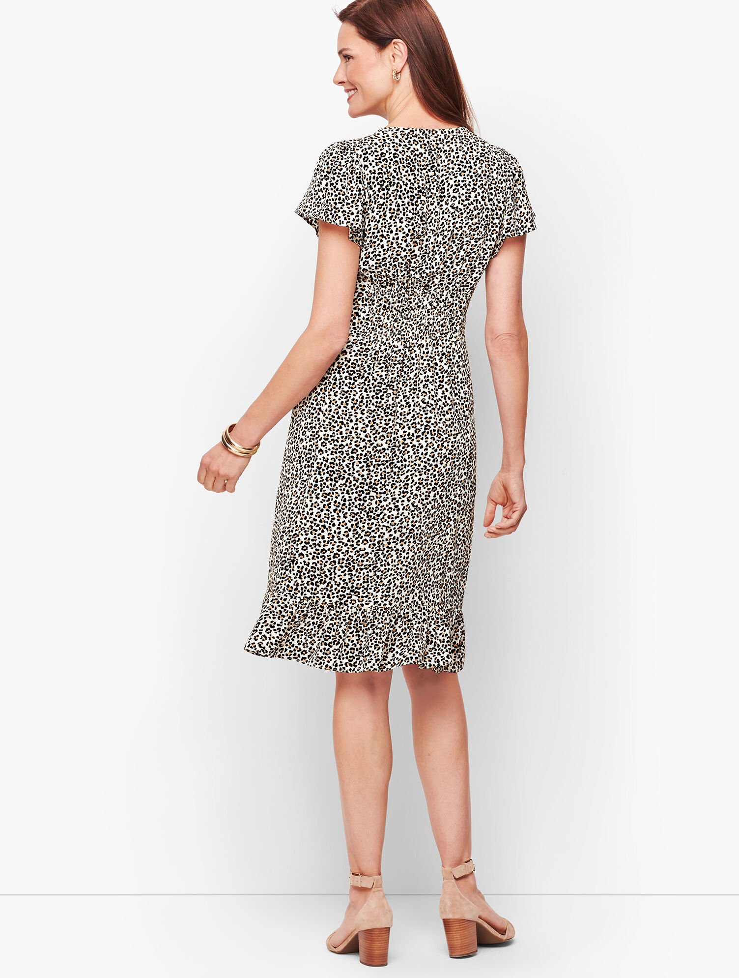 Leopard Flutter Sleeve A-Line Dress | Talbots