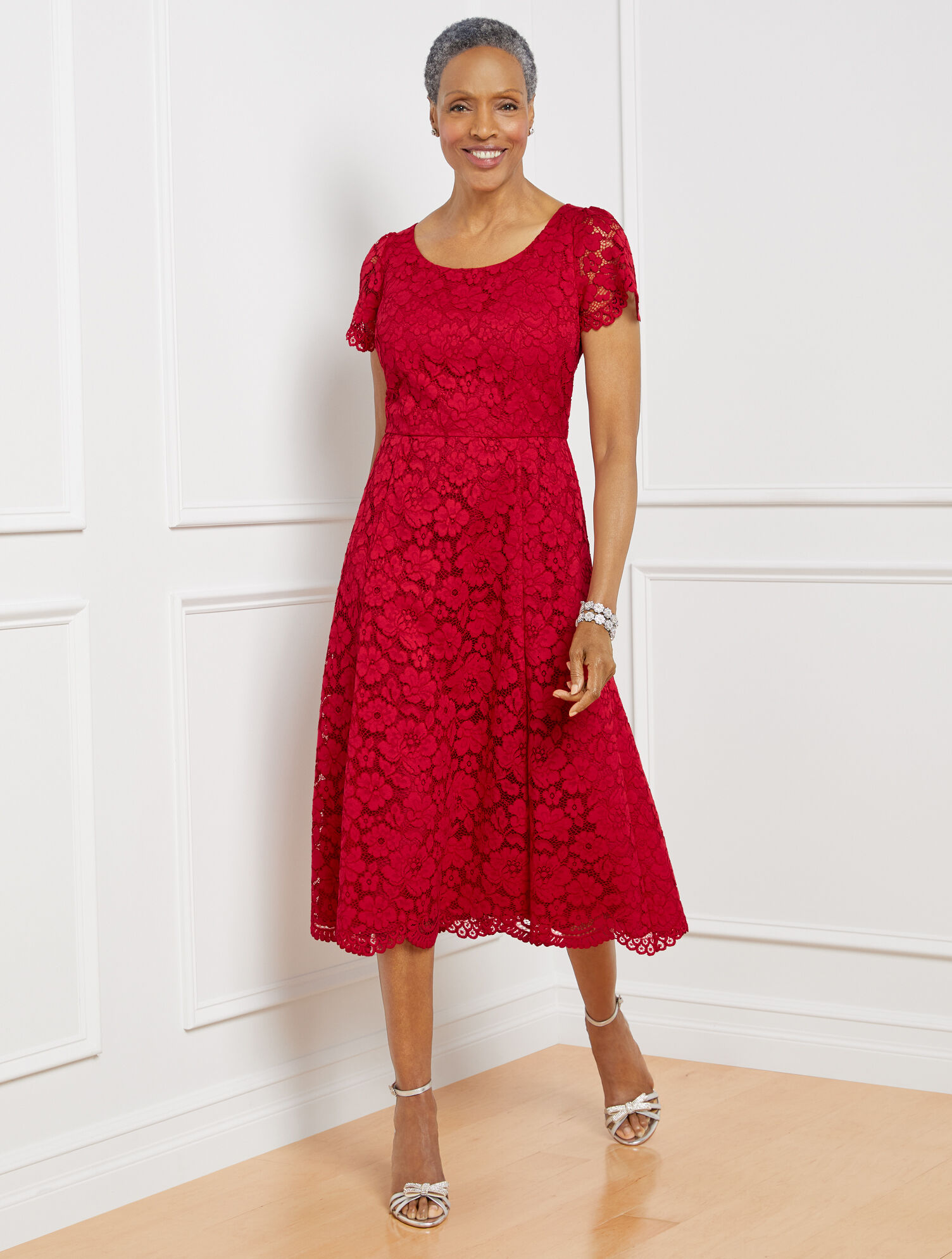 Lace Red Fit And Flare Dress Petite Fit And Flare Dress With