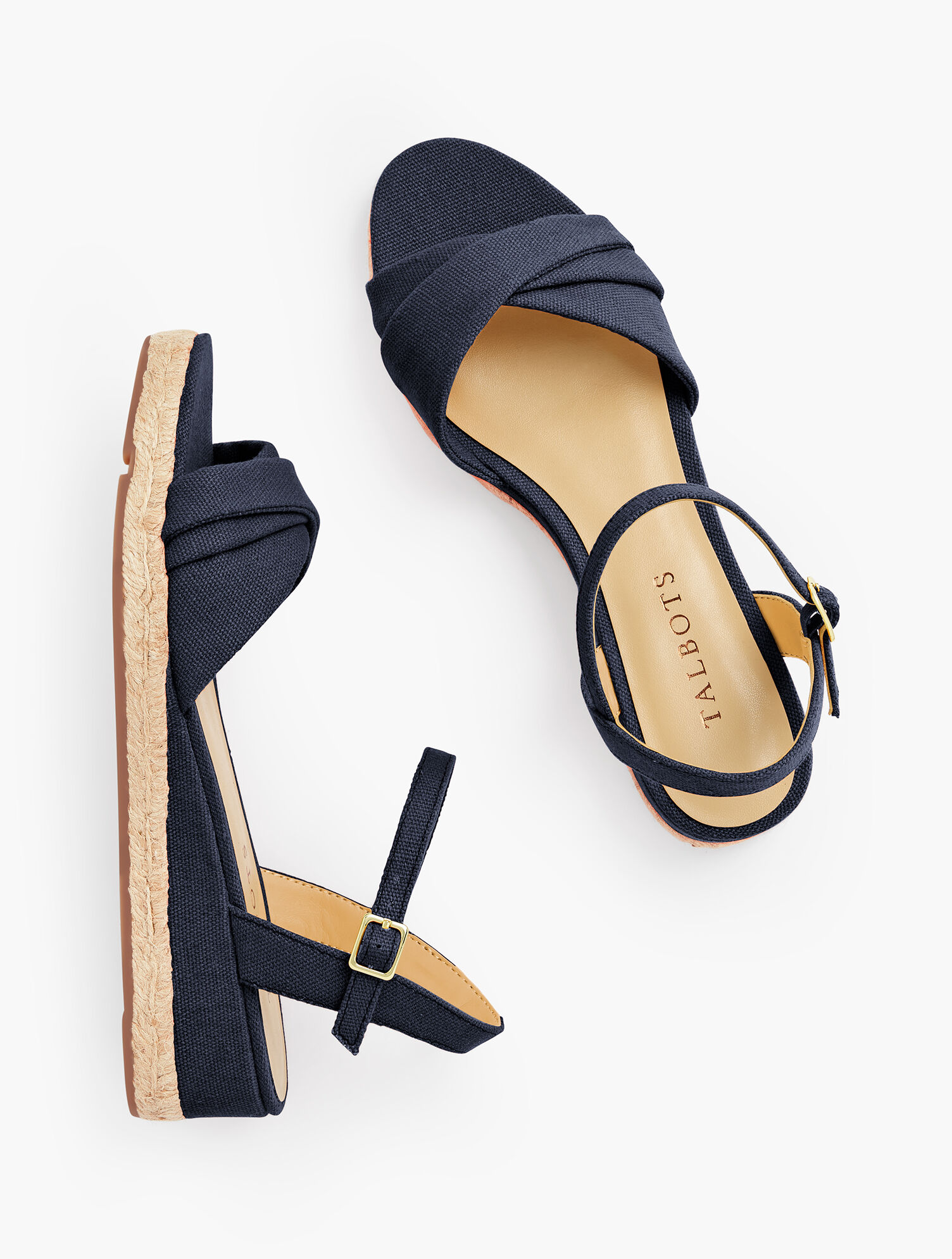 Pamela Twist Espadrille Wedges - Canvas