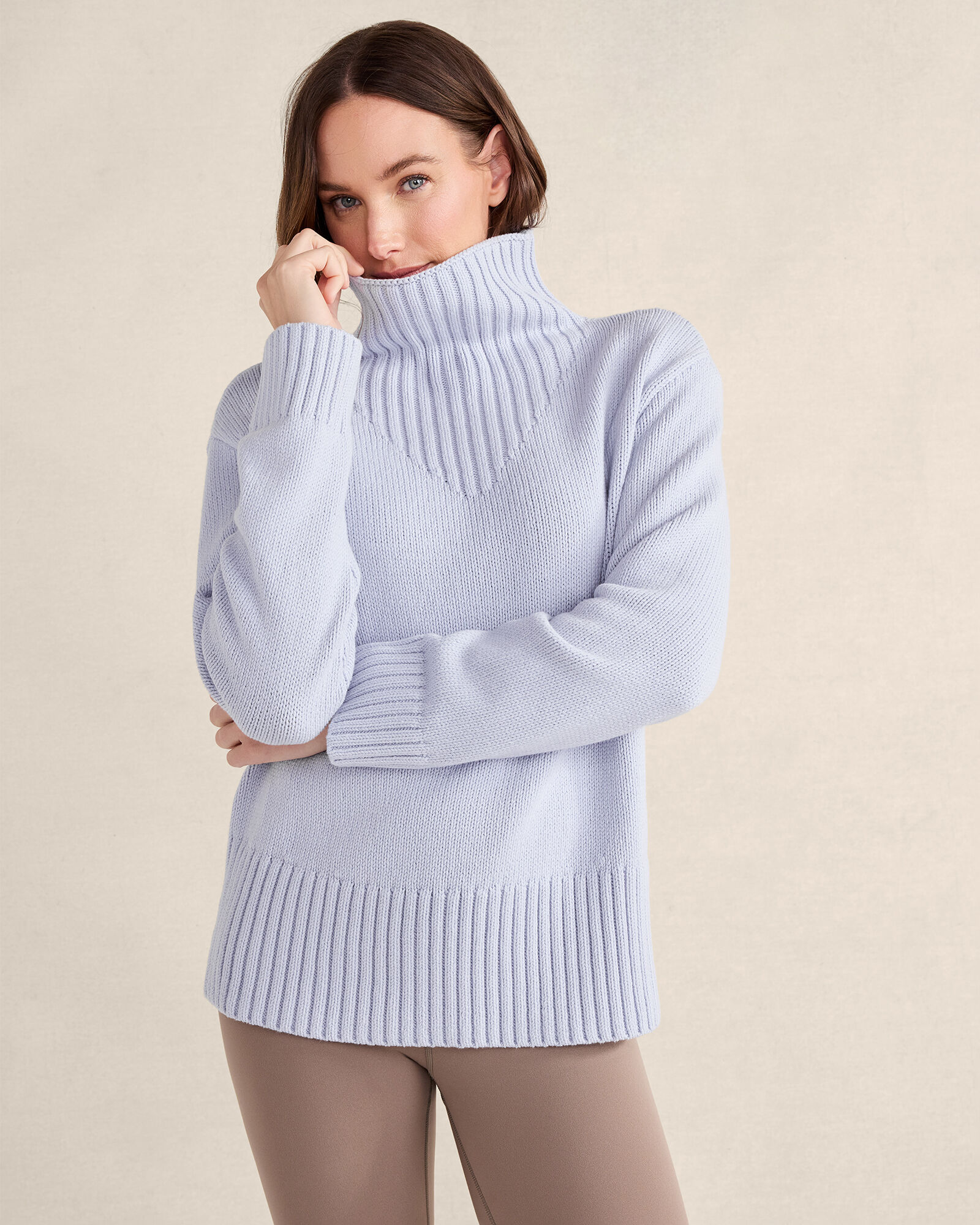 V-Rib Mockneck Sweater