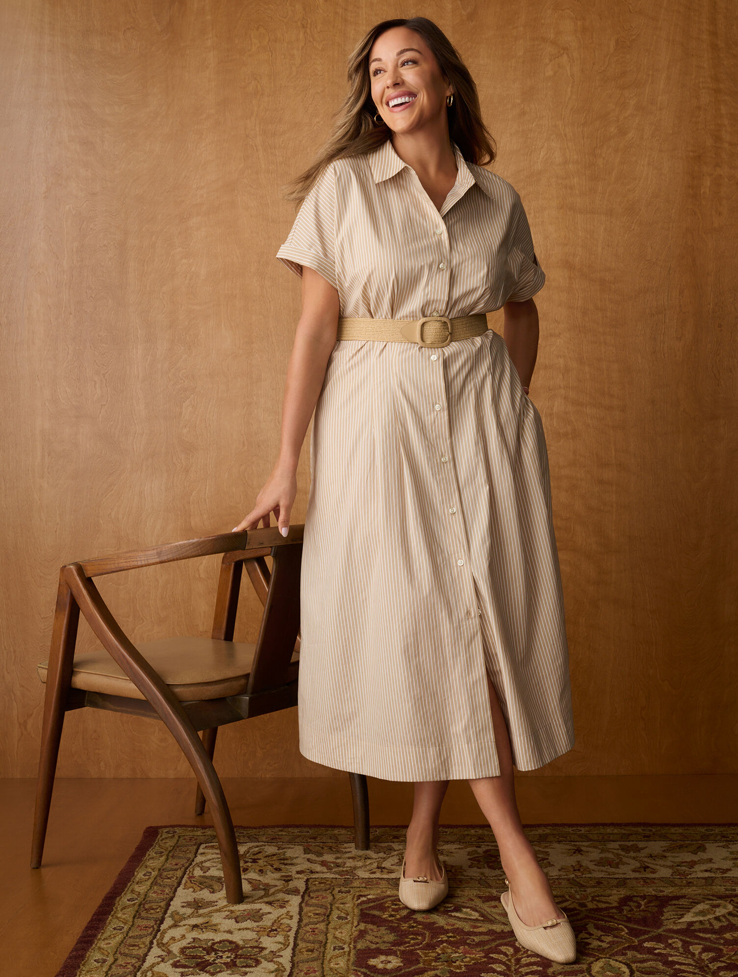 Modern Poplin Shirtdress - Willow Stripe