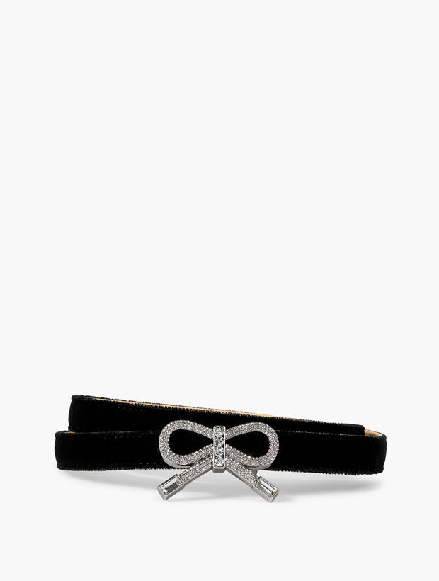 Rhinestone Bow Velvet Belt