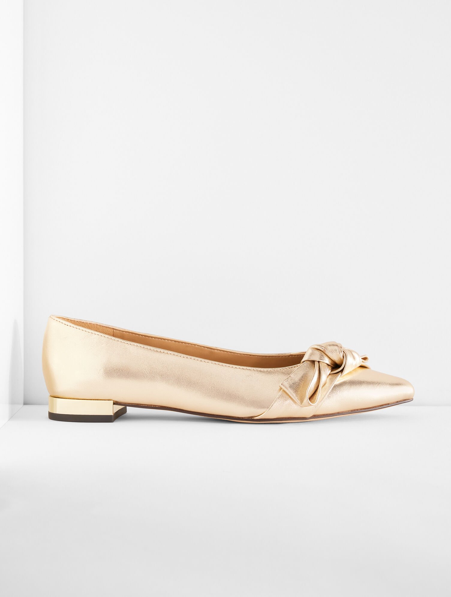 Portia Bow Metallic Leather Flats