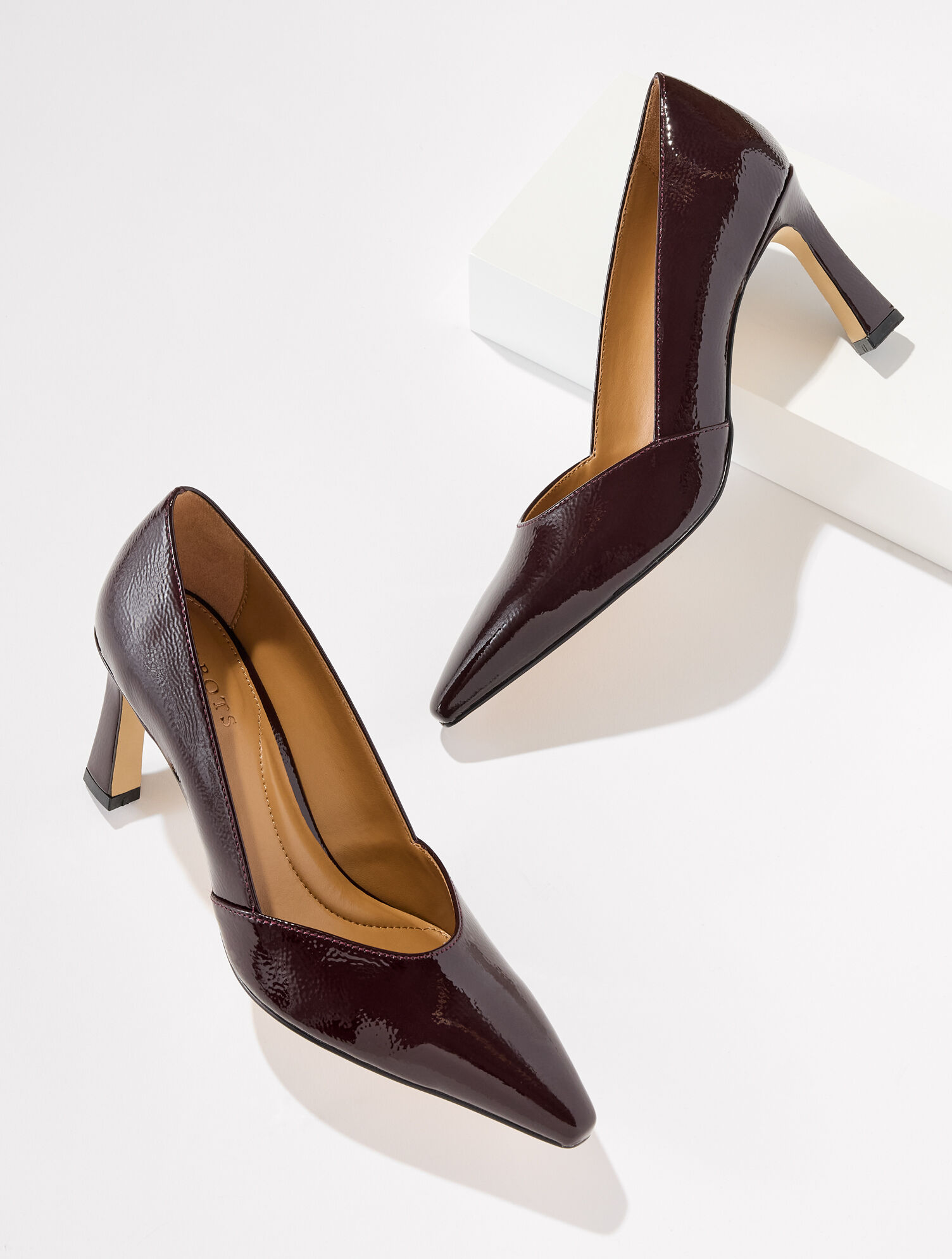 Kaylee Flare Heel Pumps - Crinkle Patent