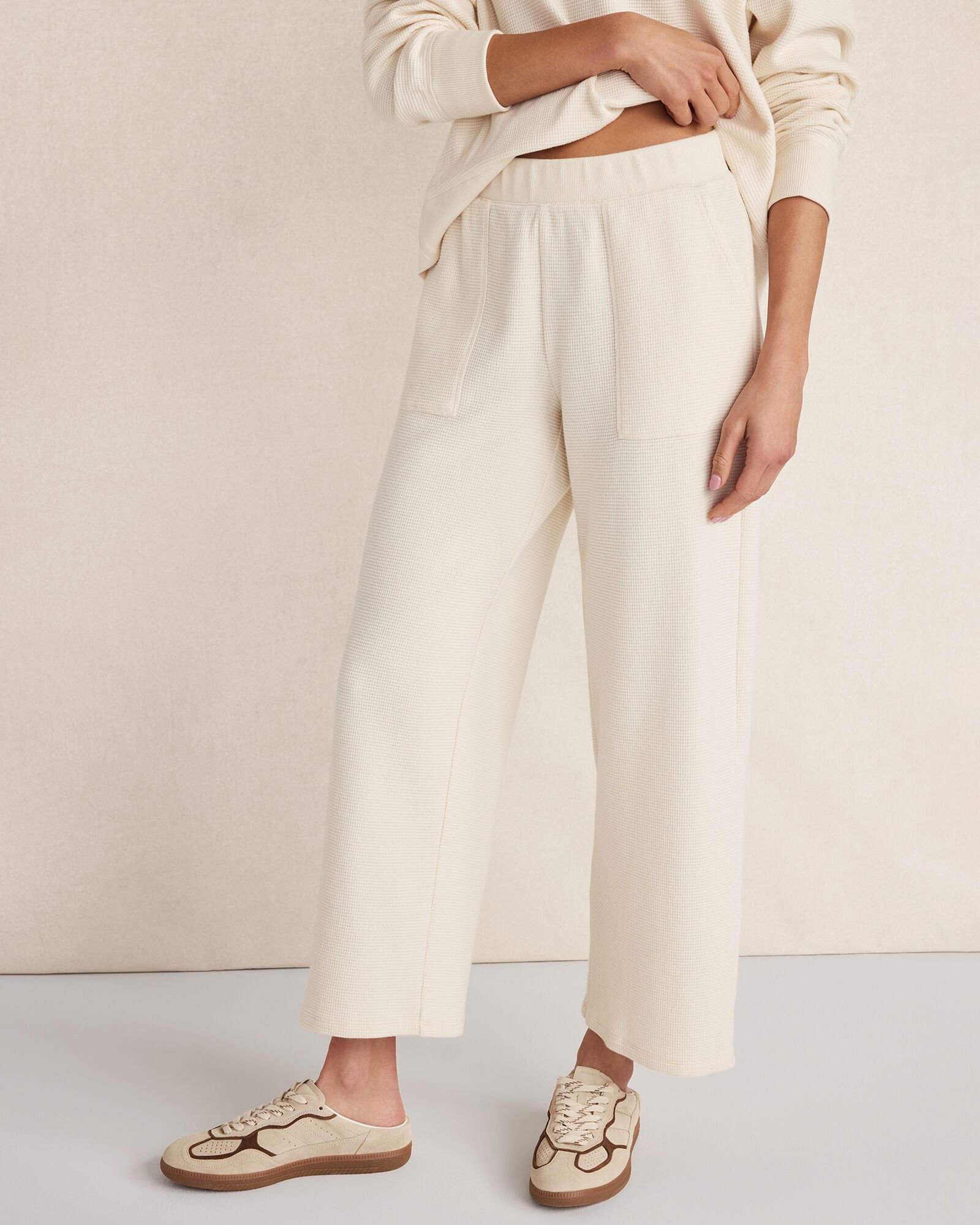 Organic Cotton Waffle Straight Leg Pants