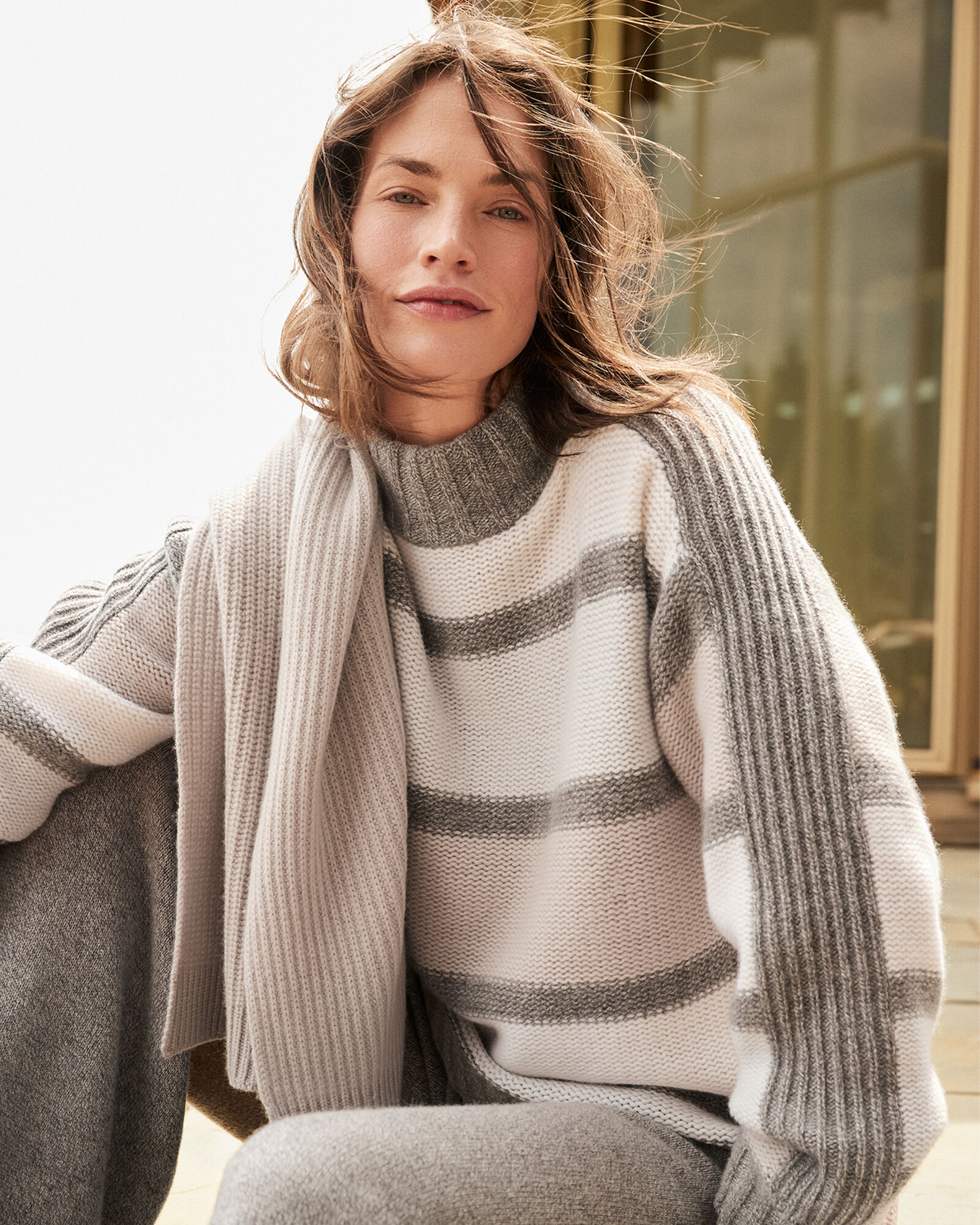 Cashmere Striped Mockneck Sweater | Haven Well Within
